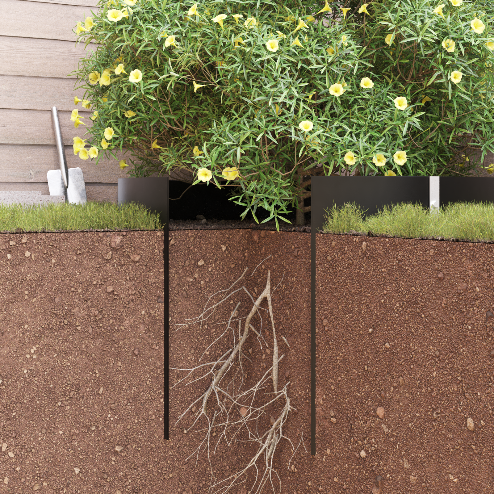 Šaknų barjeras su jungiamaisiais bėgeliais Juodas 1x10 m 1,5 mm HDPE - Image 9