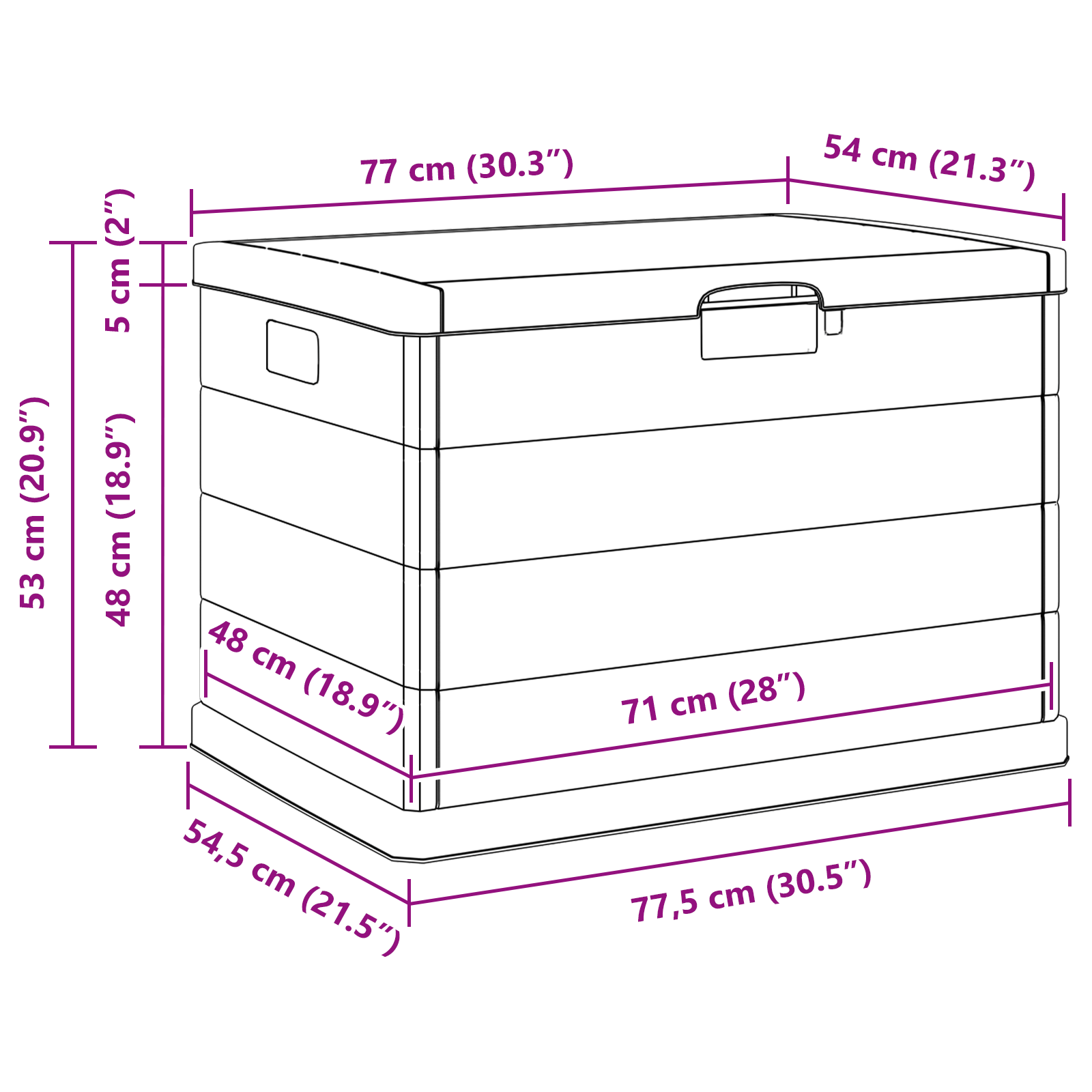 Gartentruhe Anthrazit 77,5x54,5x53 cm Kunststoff 170 L - gartenmoebel-boxen - Your Garden Eden