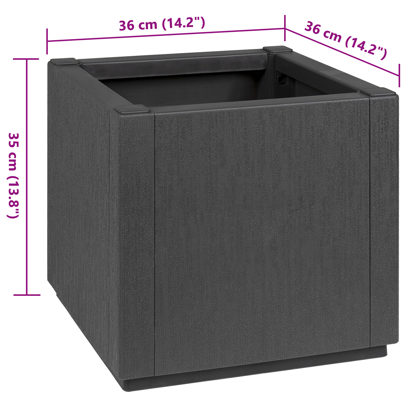 Garden Planter in Dark Grey, 36x36x35 cm, made of PP - Image 8