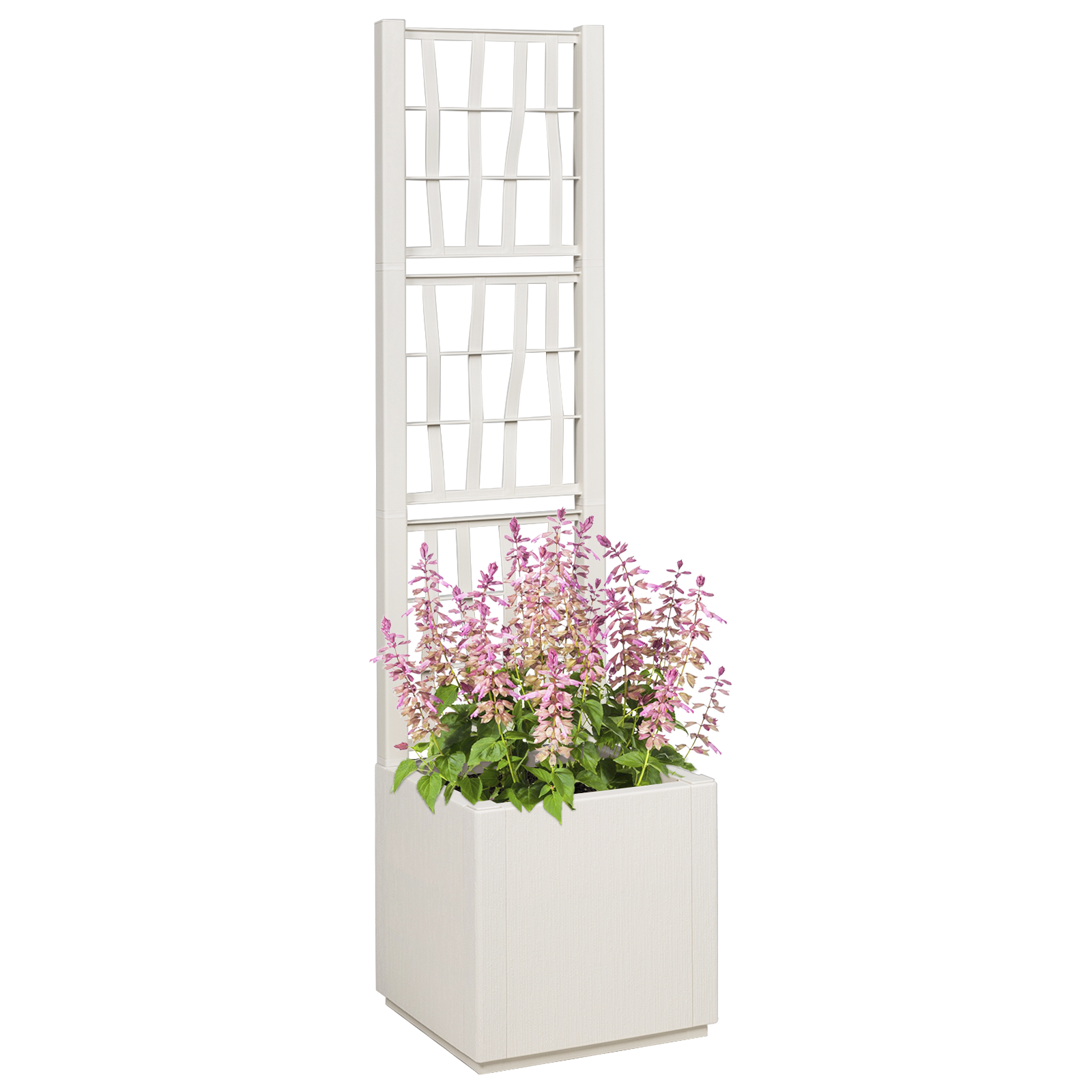 Garden Planter with Trellis White 36x36x140 cm PP - Image 2
