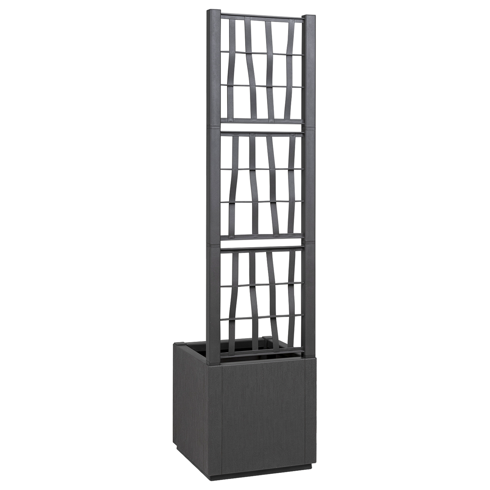 Dark Grey Garden Planter with Trellis - 36x36x140 cm - Image 3