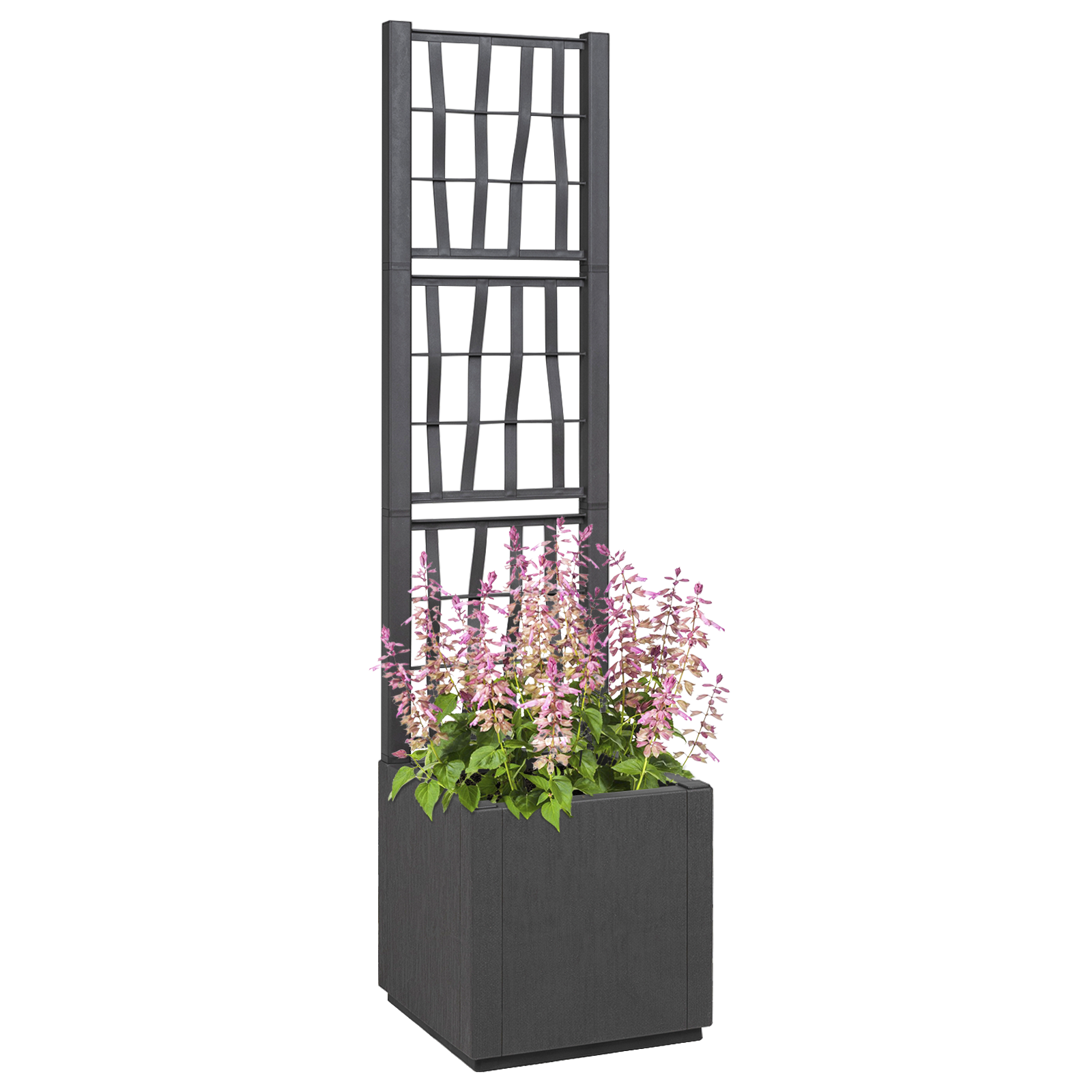 Dark Grey Garden Planter with Trellis - 36x36x140 cm - Image 2