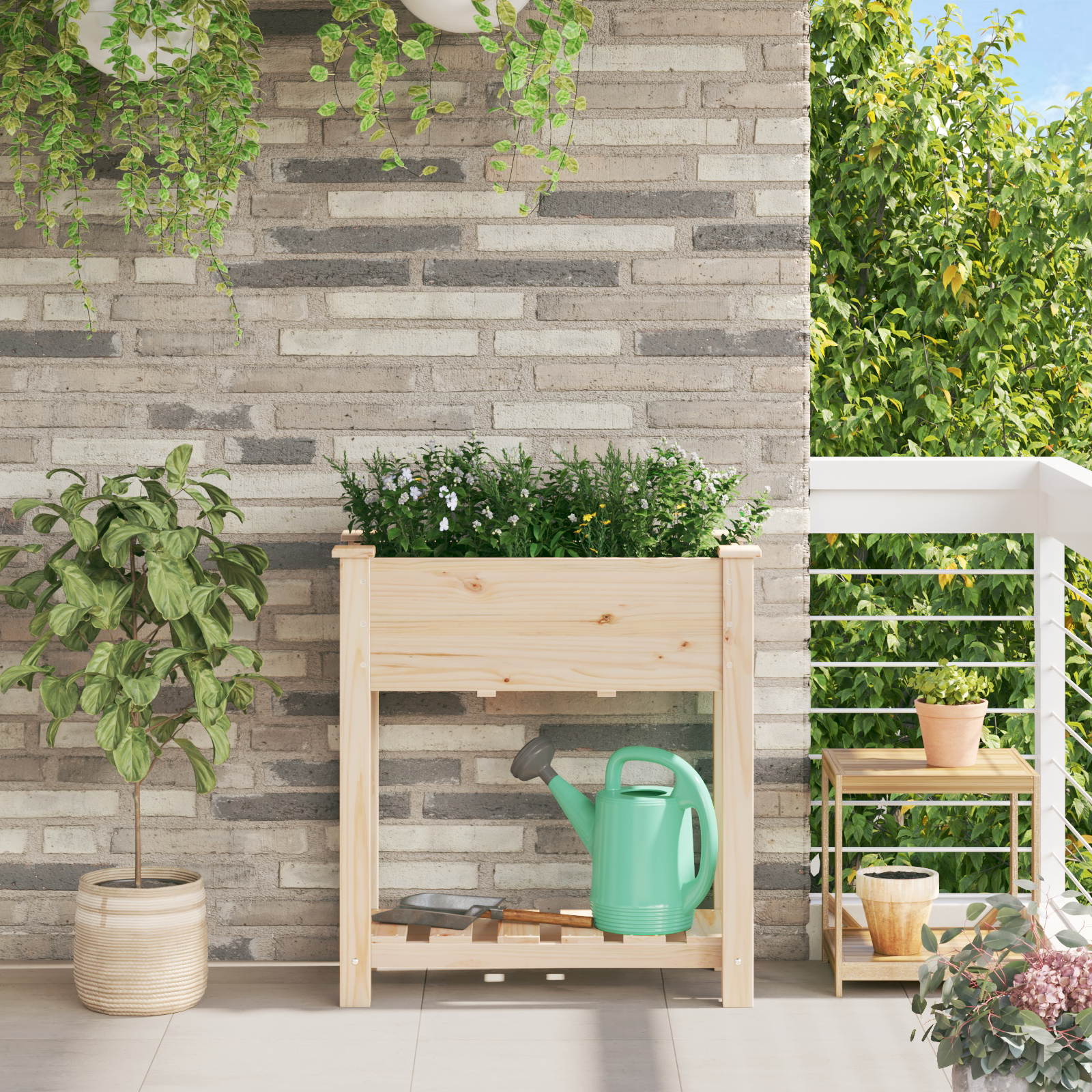 Tuinbak met Plank 71x37x76 cm Massief Vurenhout