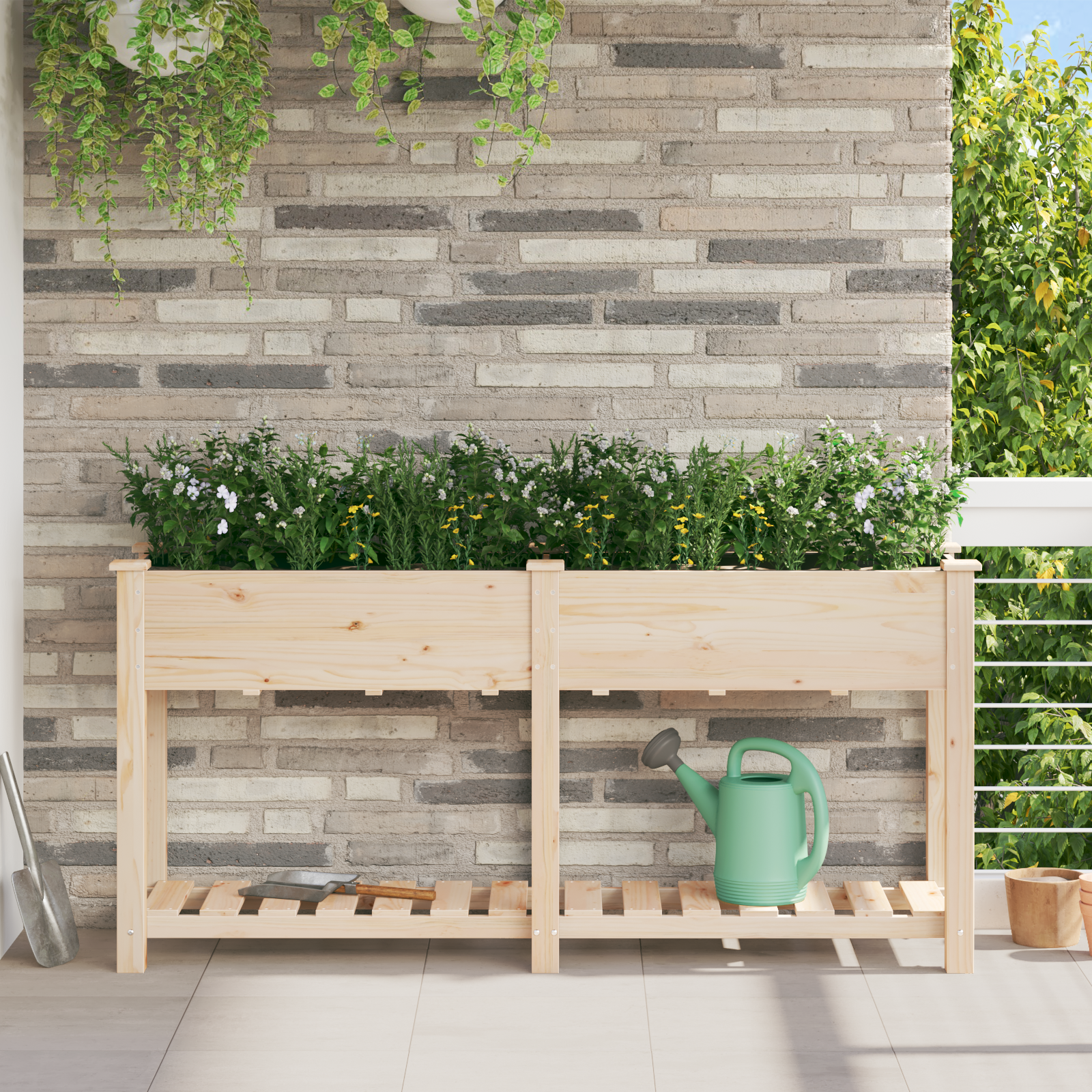 Tuinbak met Plank 161x43x76 cm Massief Hout Vuren