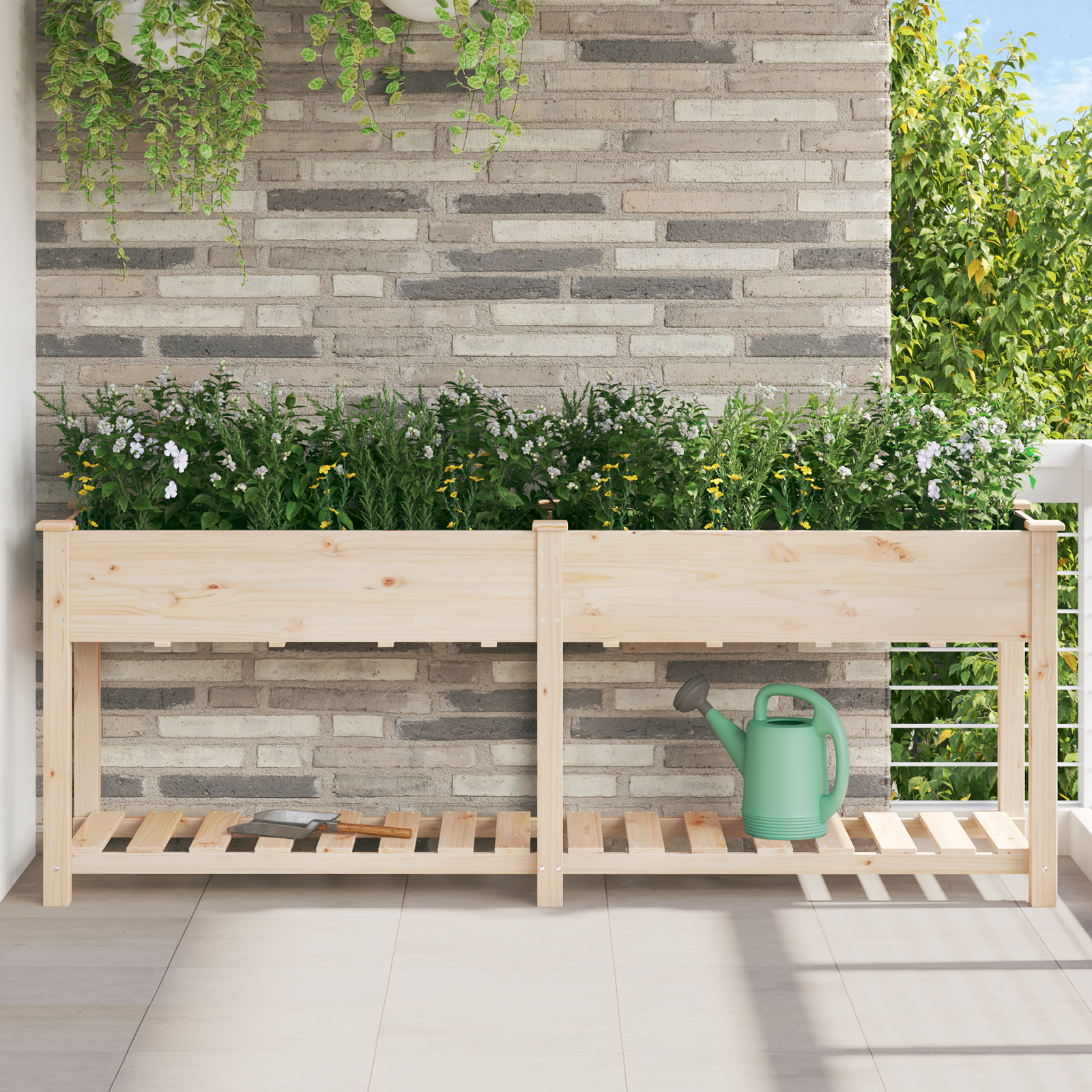 Tuinplanter met Plank 203x53x76 cm Massief Hout Vuren
