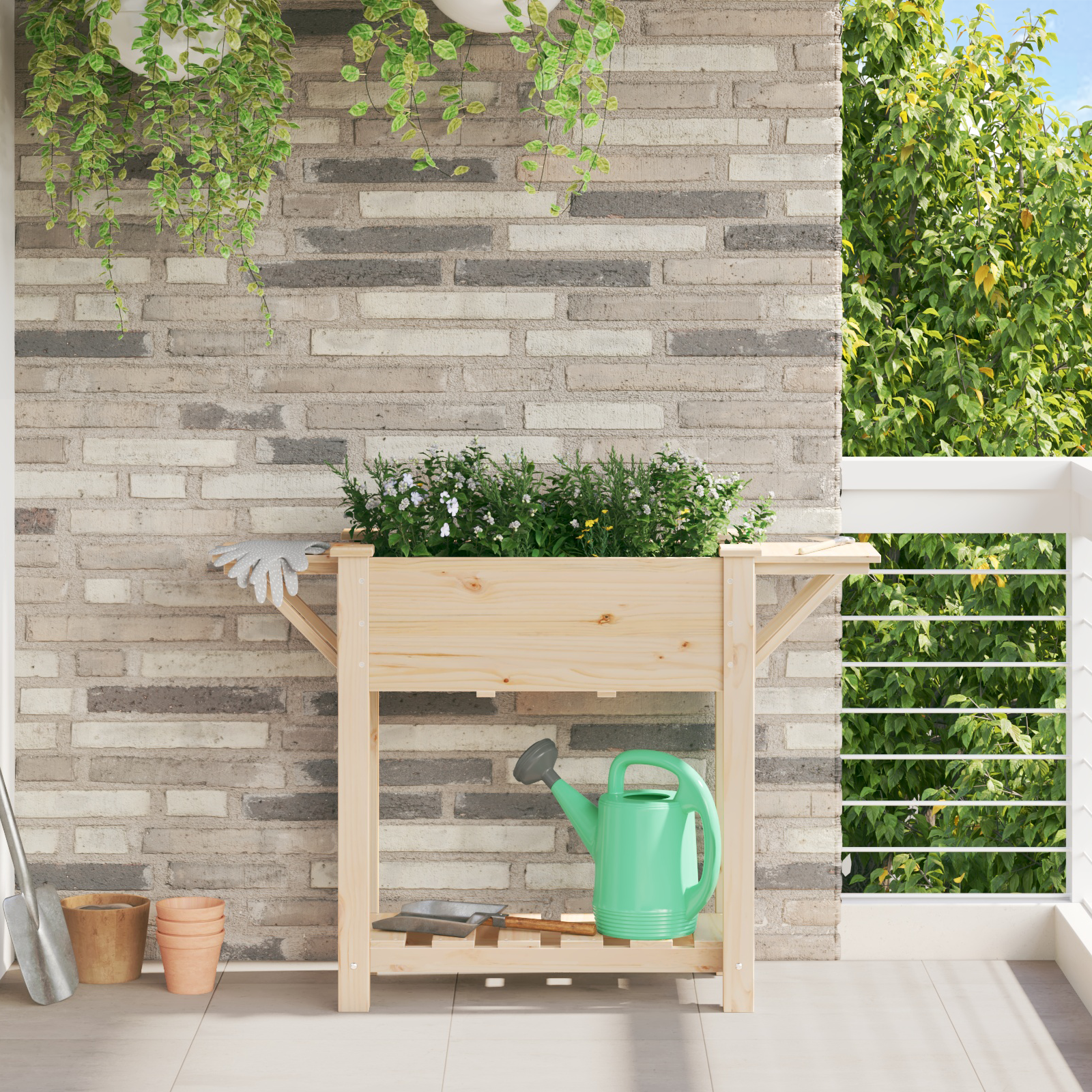 Tuinplanter met Planken 111x37x76 cm Massief Vurenhout