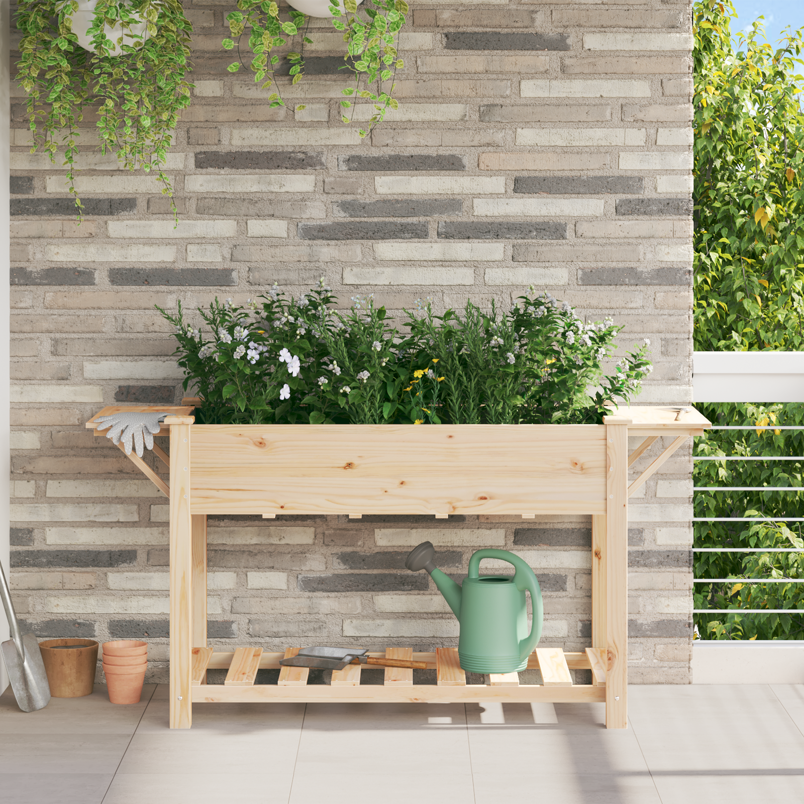Tuinbak met Planken 155x59x76 cm Massief Grenenhout