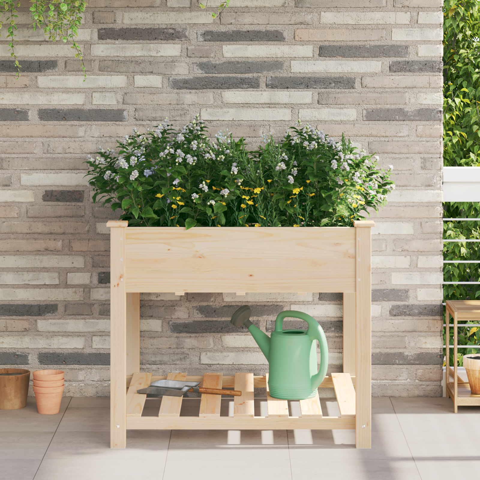 Tuinplantbak met Rek 90x90x76 cm Massief Vurenhout
