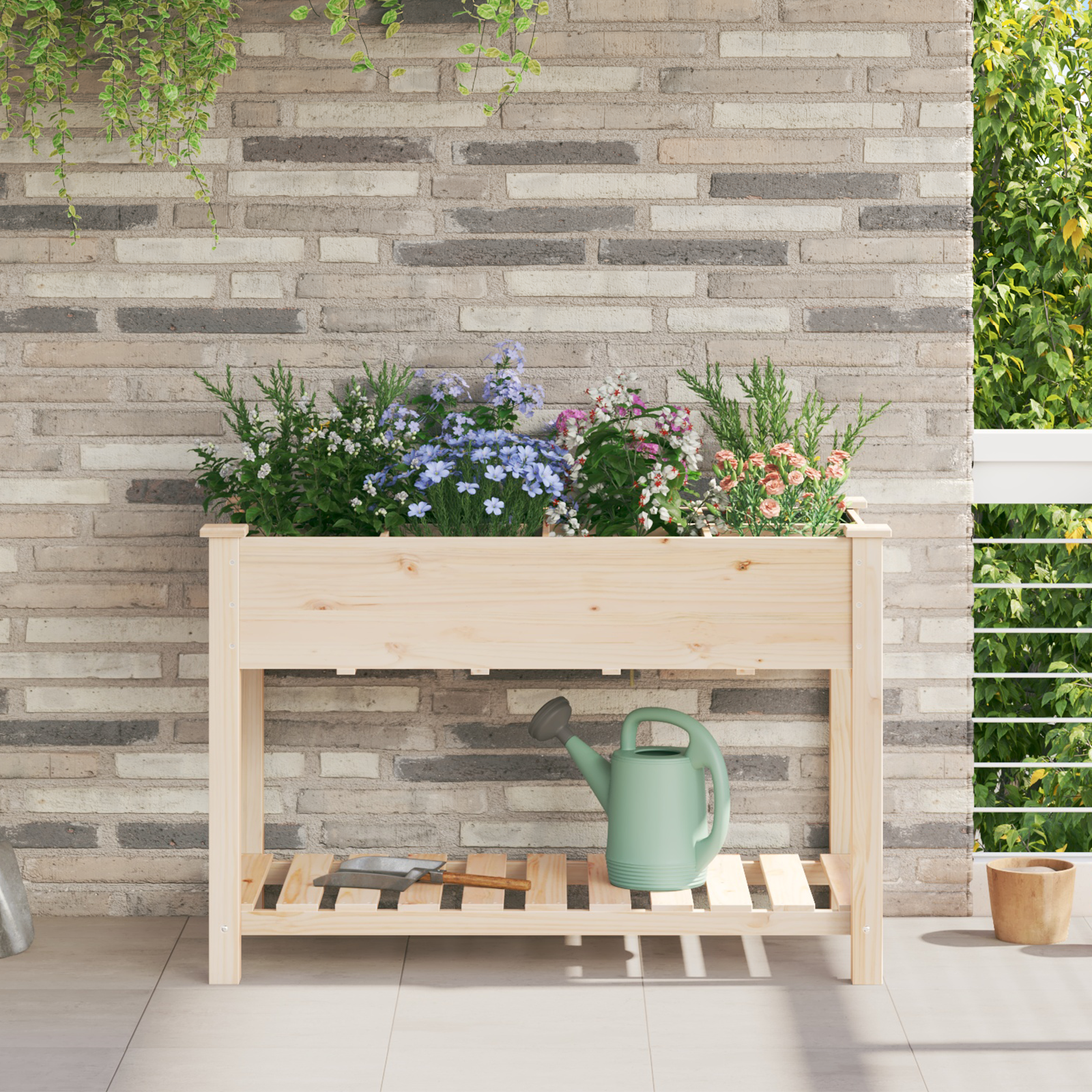 Tuinplanter met Roosters 115x59x76 cm Massief Vurenhout