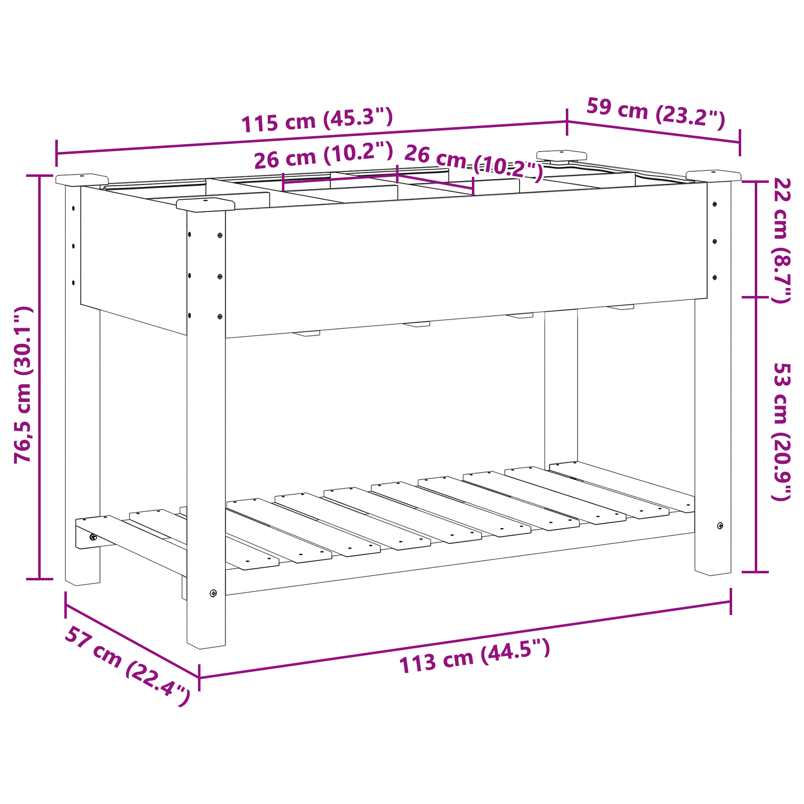 Garden Planter with Grids 115x59x76 cm Solid Wood Fir - Image 10