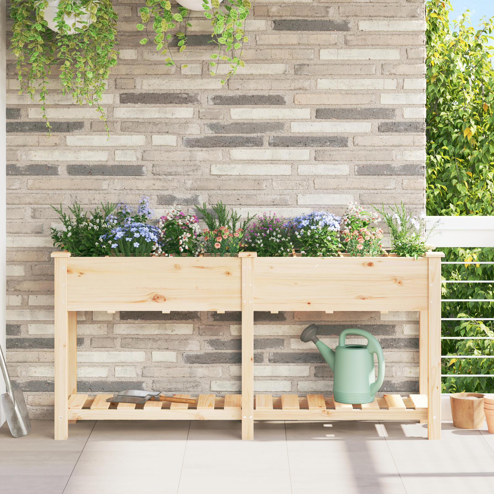 Thumbnail - vidaXL Pflanzkasten mit Rankgitter 161x43x76 cm Massivholz Tanne