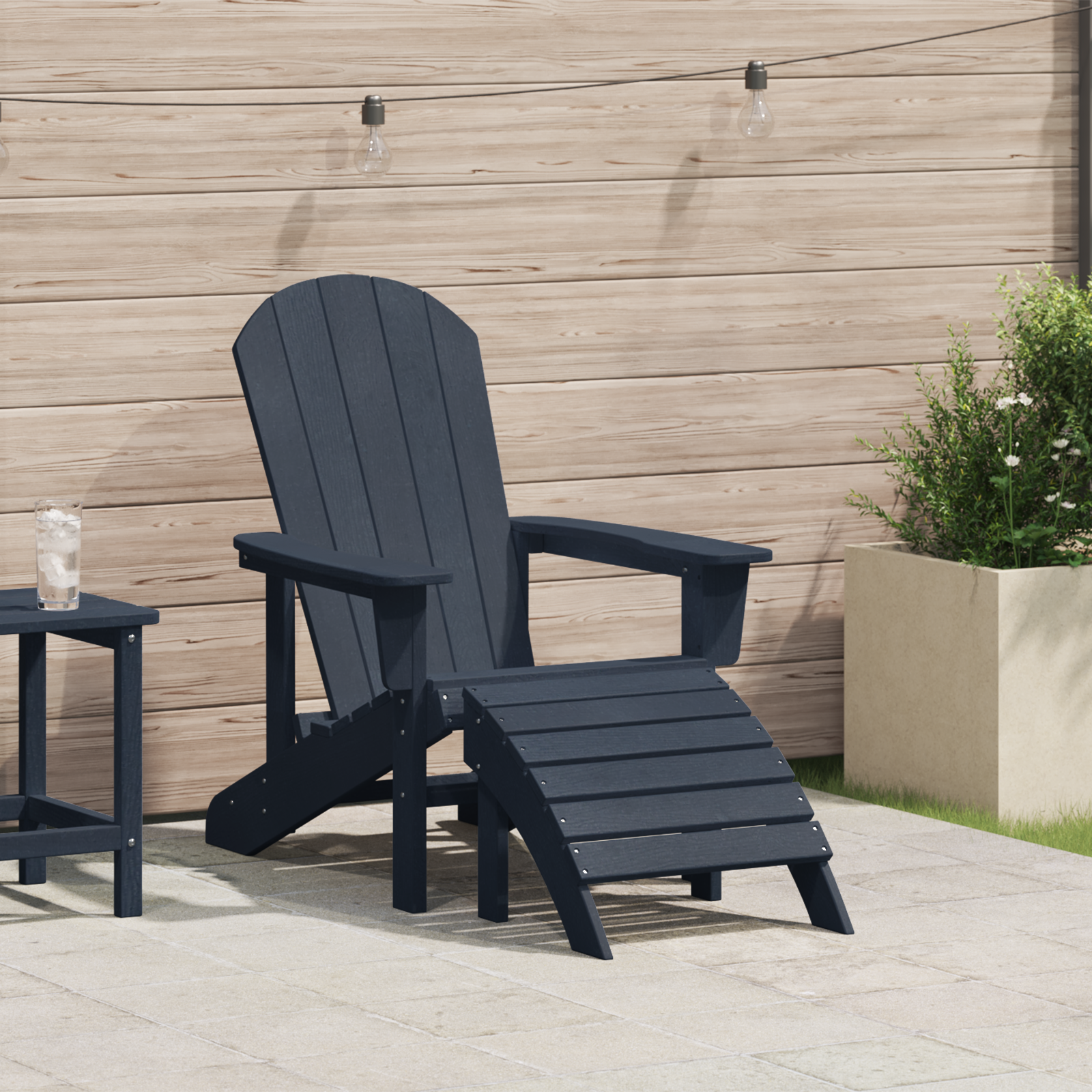 Adirondack-Stuhl mit Fußstütze Marineblau HDPE - Gartenmöbel - Your Garden Eden