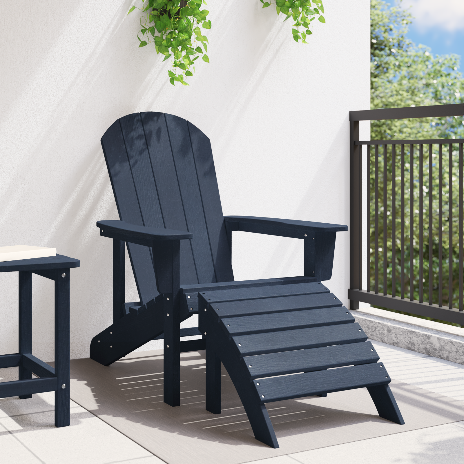 Adirondack-Stuhl mit Fußstütze Marineblau HDPE - Gartenmöbel - Your Garden Eden