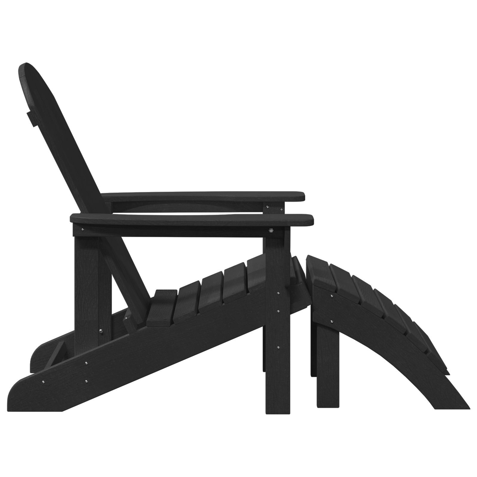 Adirondack Chair with Footrest Black HDPE - Image 5