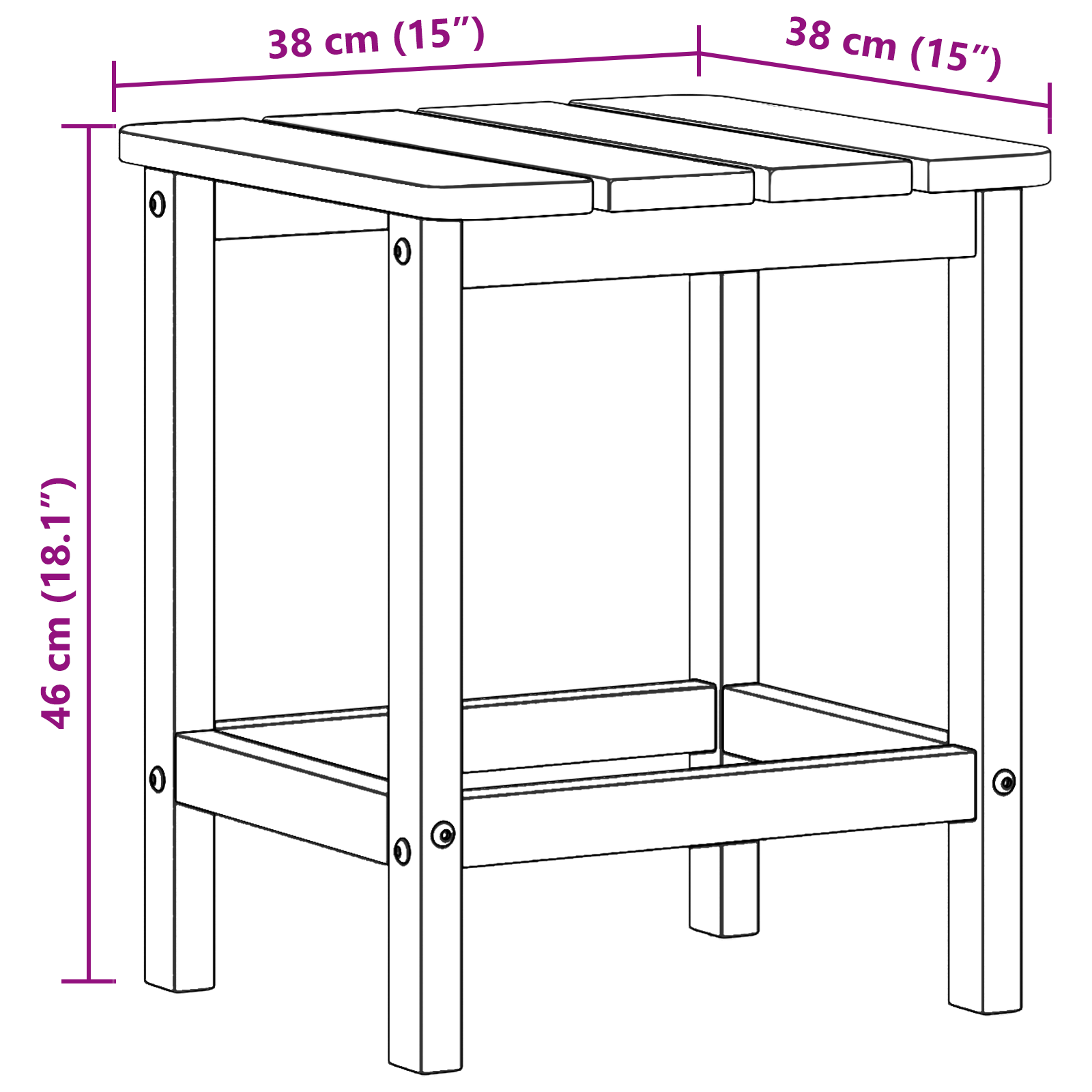 Adirondack šoninis stalas Šviesiai pilkas 38x38x45 cm HDPE - Image 10