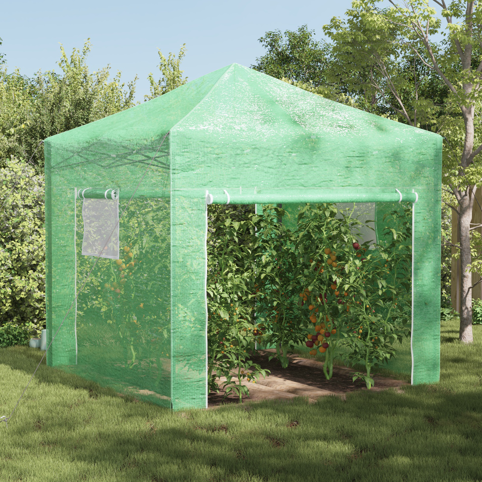 Kweekkas met opblaasframe Groen 290 x 290 x 315 cm Staal