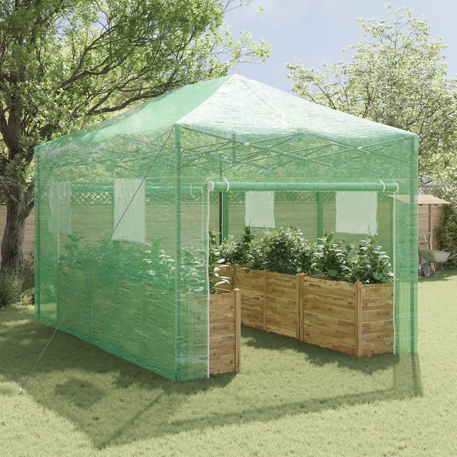 Gewächshaus zum Betreten mit aufklappbarem Rahmen Grün 430x290x315 cm Stahl - Gartenpflege - Your Garden Eden