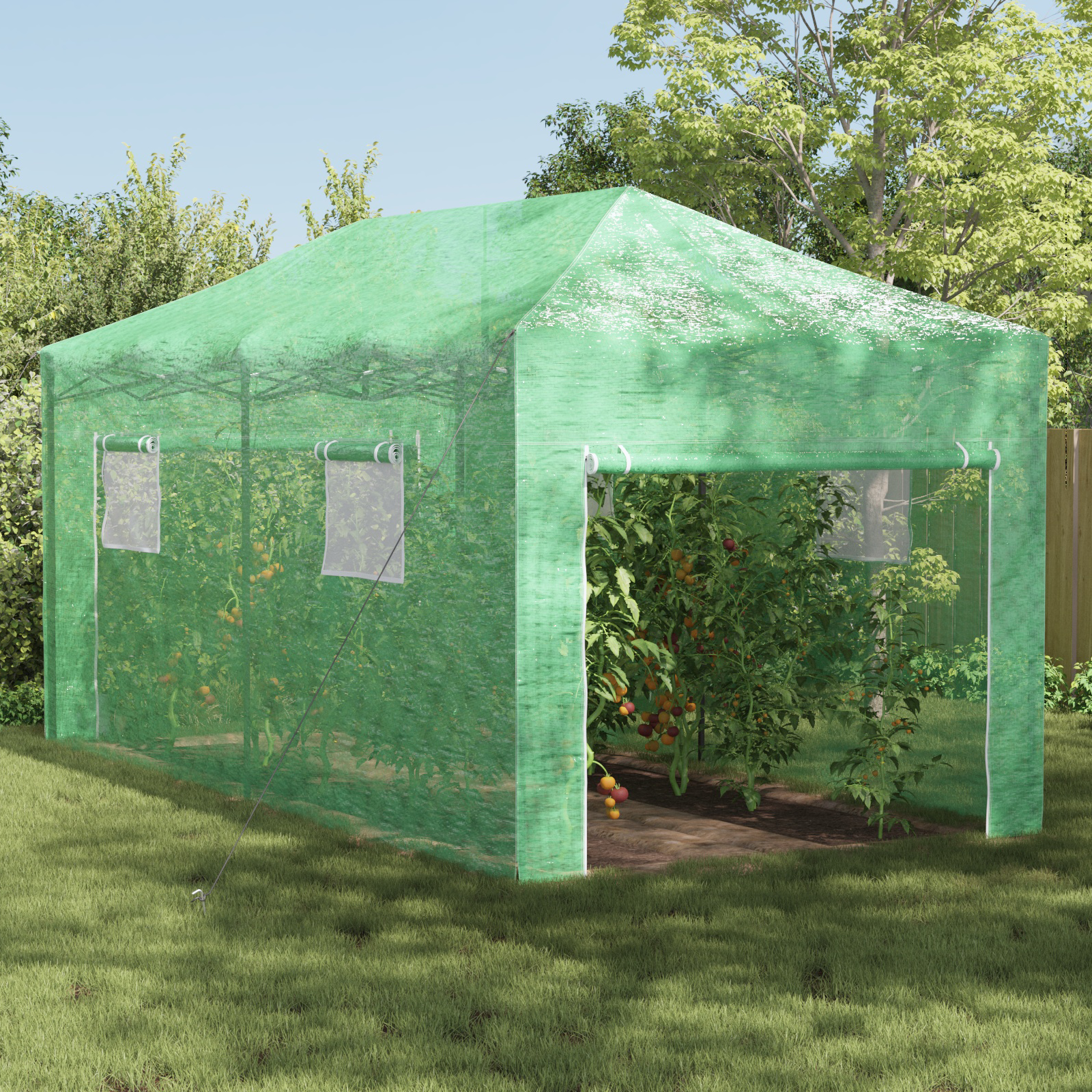 Gehege-Gewächshaus mit Pop-up-Rahmen Grün 580x290x315 cm Stahl - Gartenpflege - Your Garden Eden