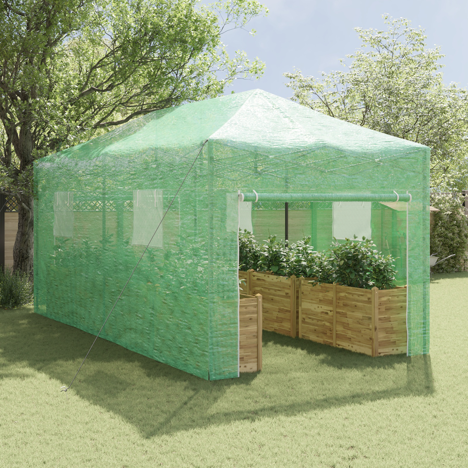 Gehege-Gewächshaus mit Pop-up-Rahmen Grün 580x290x315 cm Stahl - Gartenpflege - Your Garden Eden