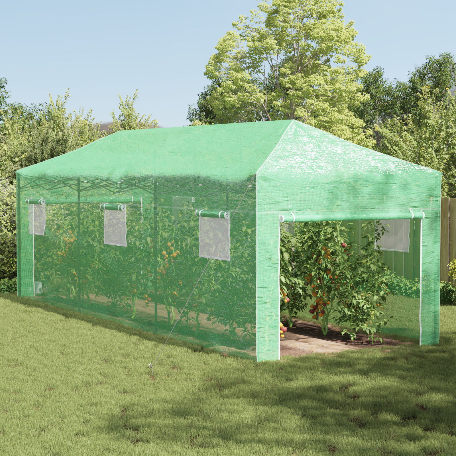 Walk-in Gewächshaus mit Pop-up-Rahmen Grün 870x290x315 cm Stahl - Gartenpflege - Your Garden Eden