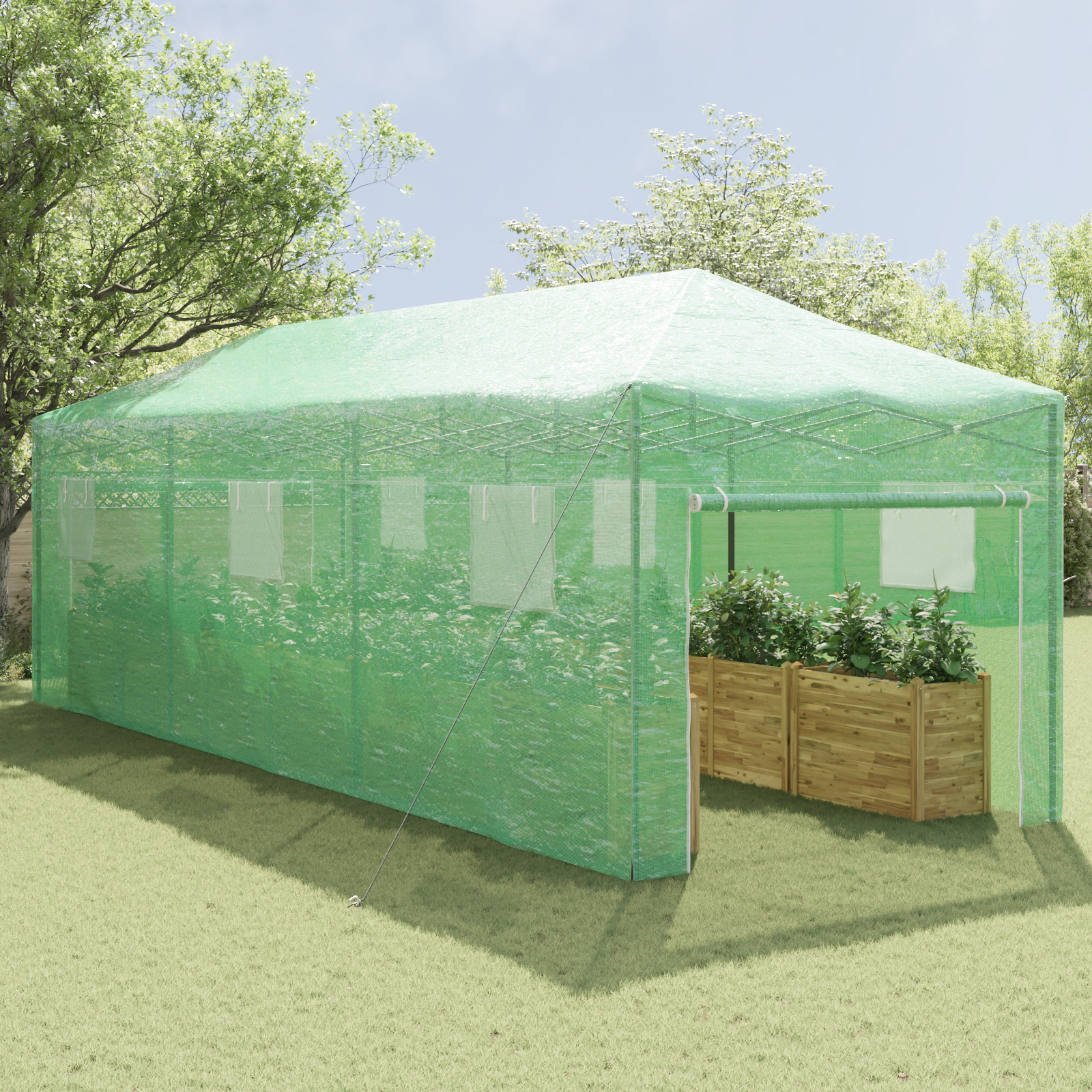 Walk-in Gewächshaus mit Pop-up-Rahmen Grün 870x290x315 cm Stahl - Gartenpflege - Your Garden Eden
