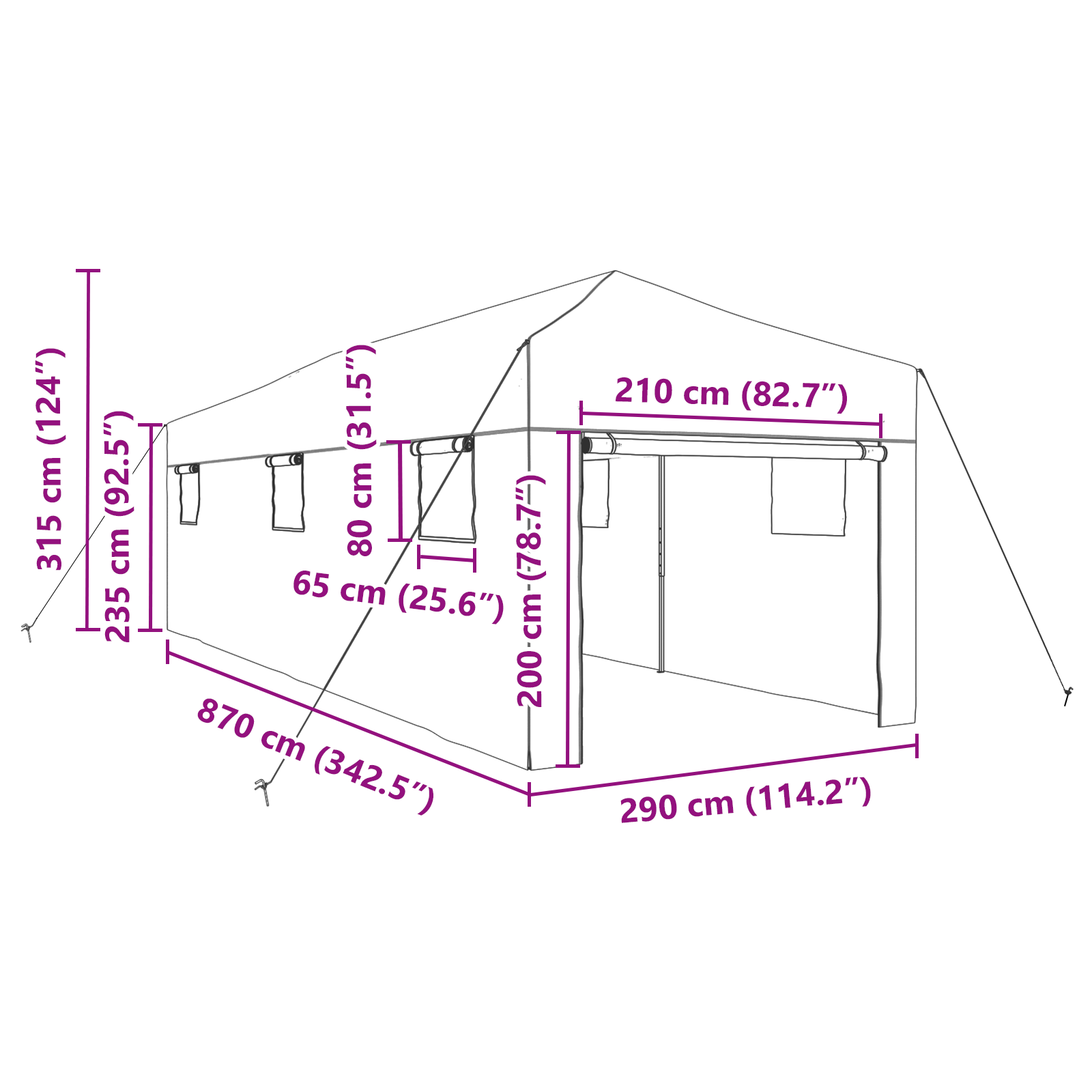 Walk-in Gewächshaus mit Pop-up-Rahmen Grün 870x290x315 cm Stahl - Gartenpflege - Your Garden Eden