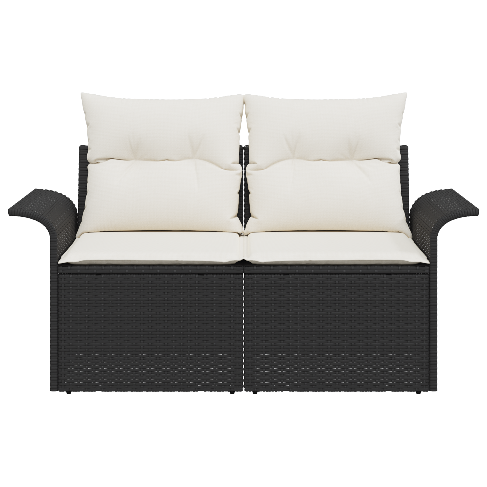 2-Seater Garden Sofa with Cushions Black Poly Rattan - Image 5