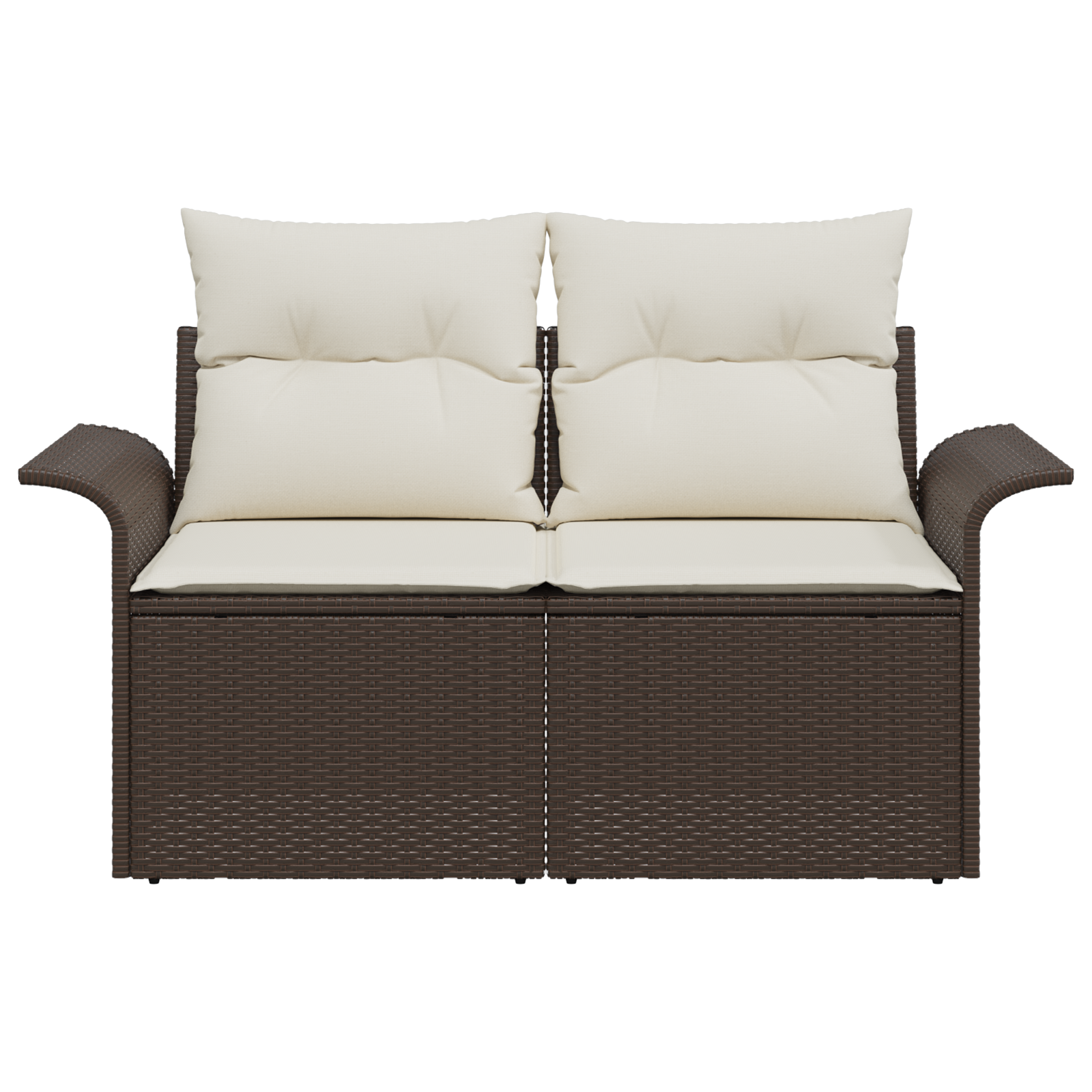 2-Seater Garden Sofa with Cushions Brown Poly Rattan - Image 5
