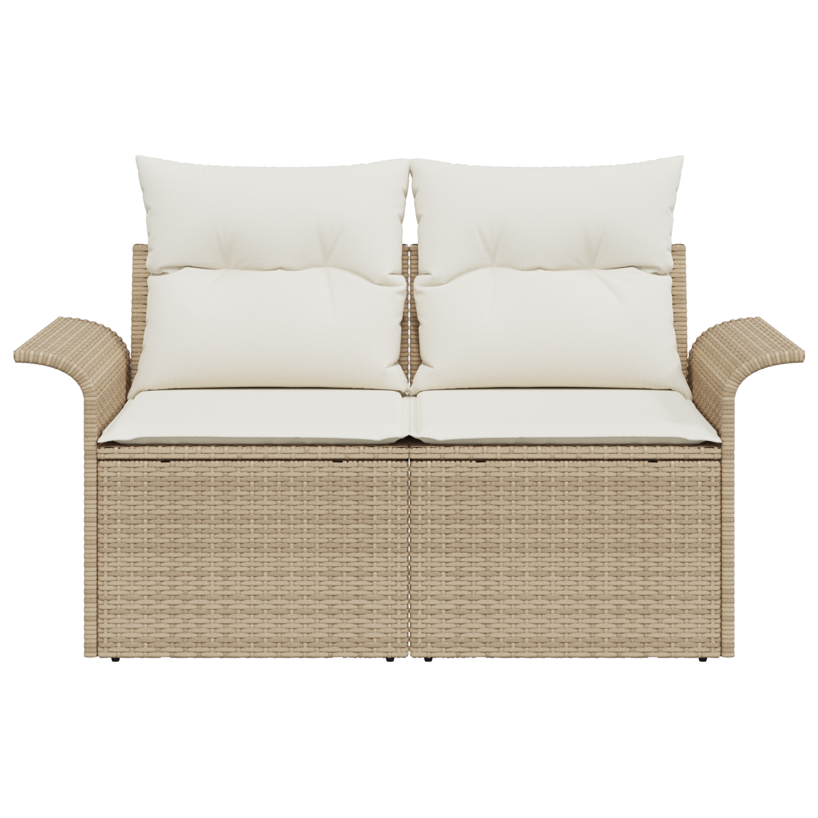 2-Seater Garden Sofa with Cushions Beige Poly Rattan - Image 5