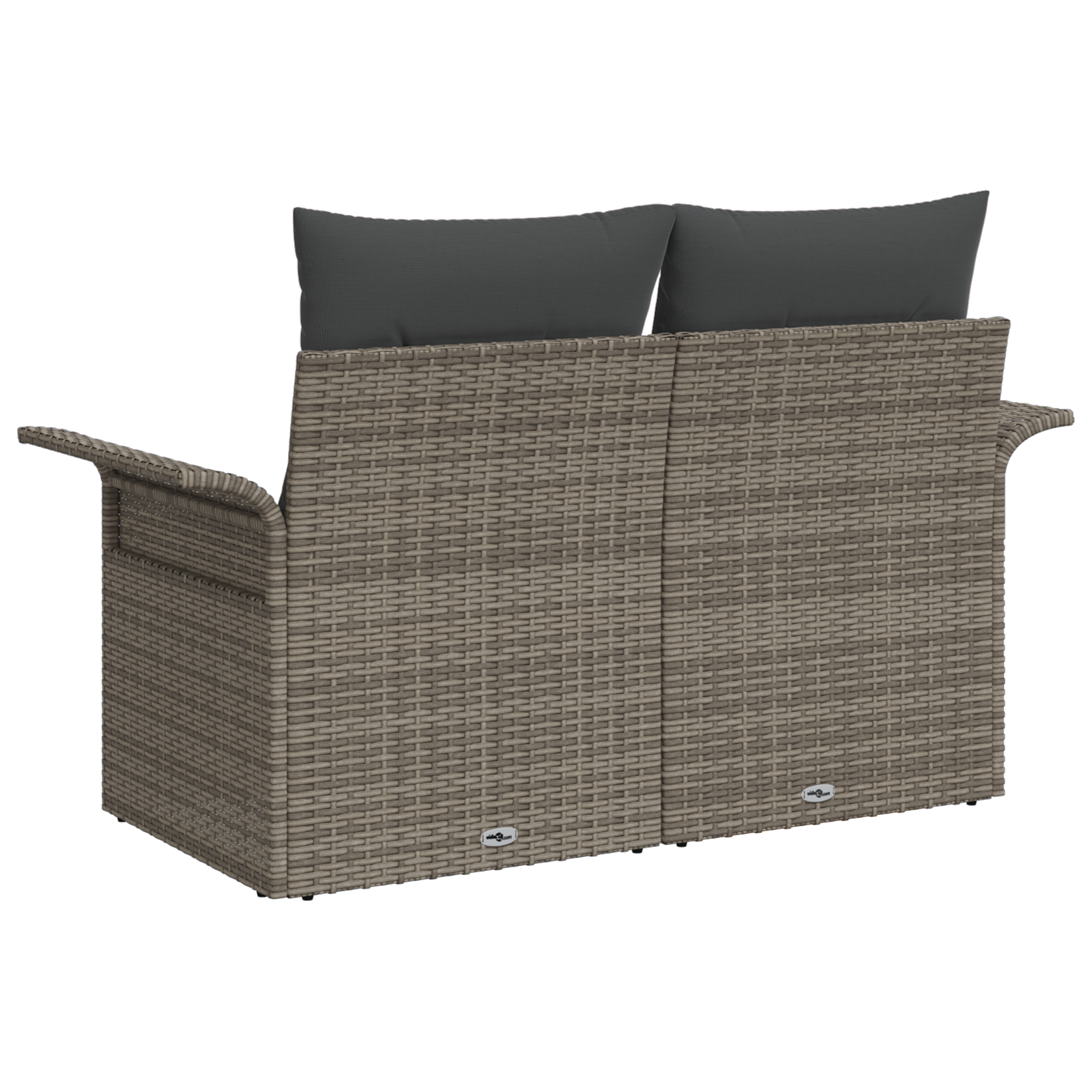 2-Seater Garden Sofa with Storage&Cushions Grey Poly Rattan - Image 4