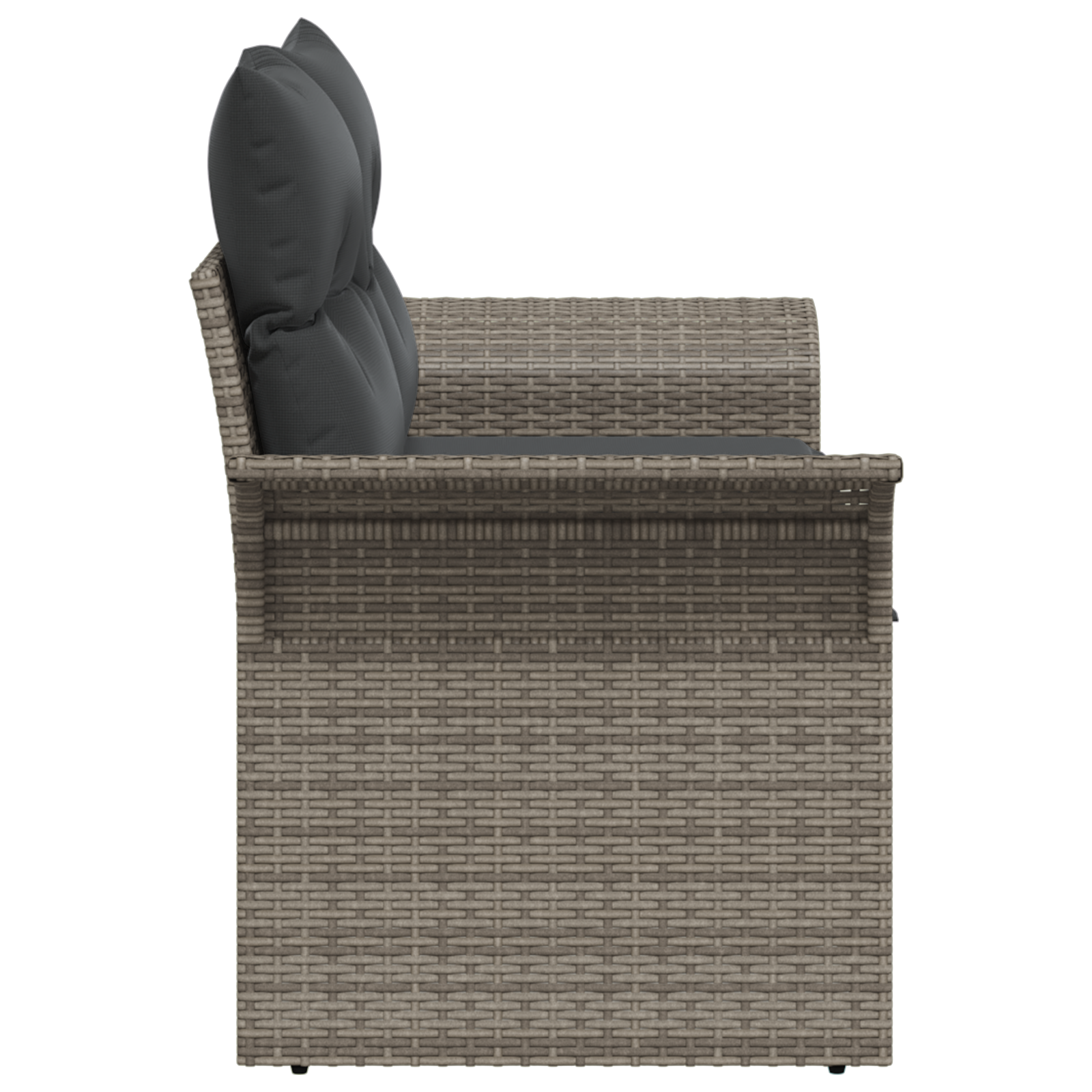 2-Seater Garden Sofa with Storage&Cushions Grey Poly Rattan - Image 6