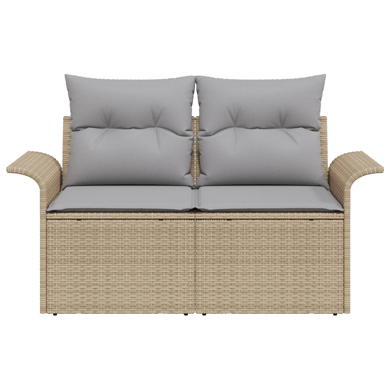 2-Seater Garden Sofa with Storage & Cushions Beige Poly Rattan - Image 5