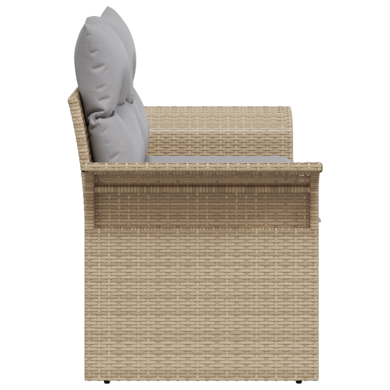 2-Seater Garden Sofa with Storage & Cushions Beige Poly Rattan - Image 6
