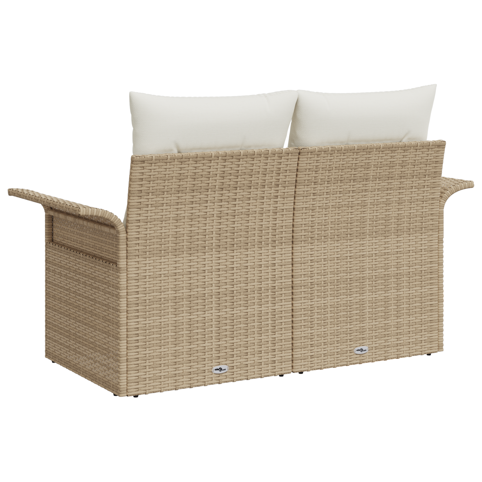 2-Seater Garden Sofa with Storage & Cushions Beige Poly Rattan - Image 4