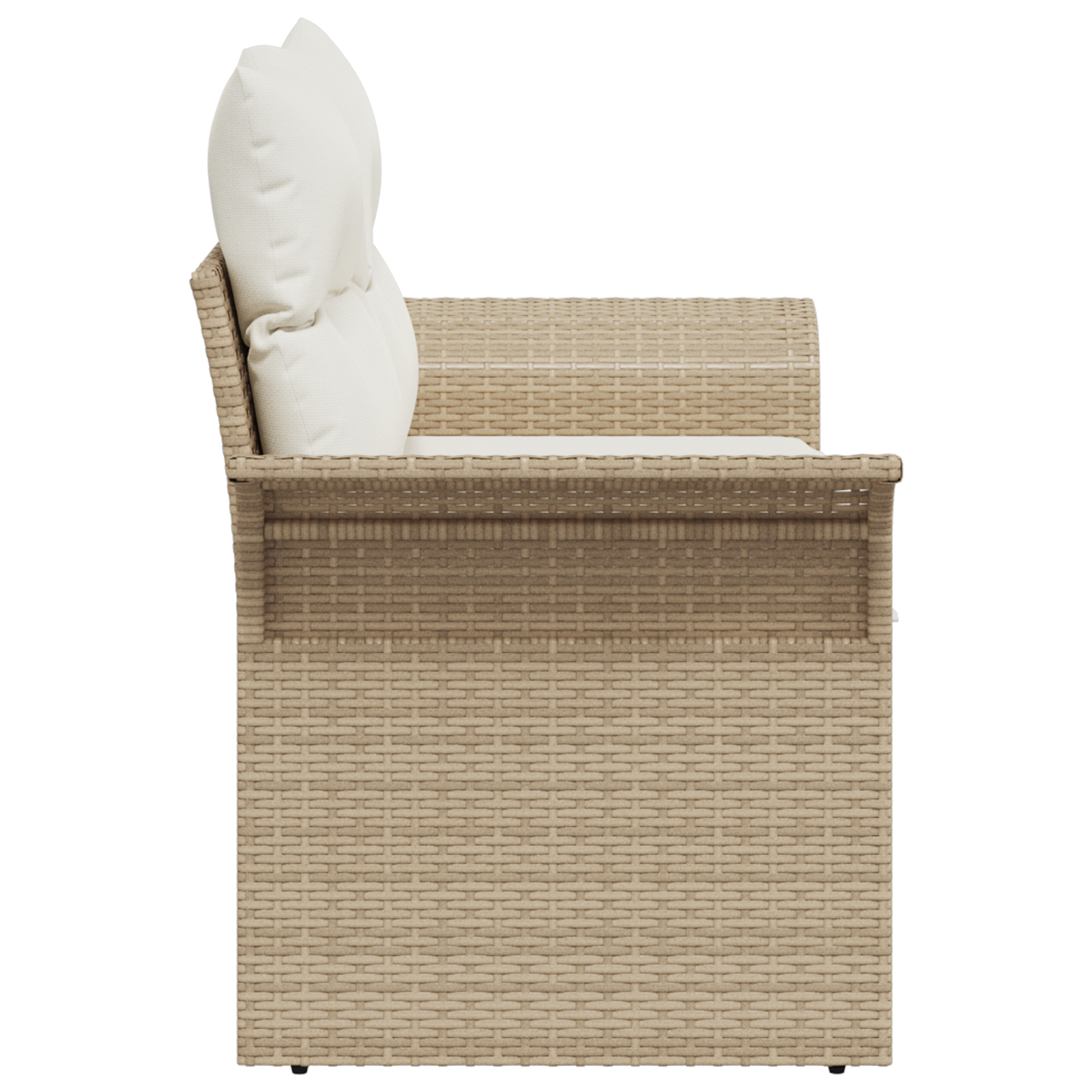 2-Seater Garden Sofa with Storage & Cushions Beige Poly Rattan - Image 6