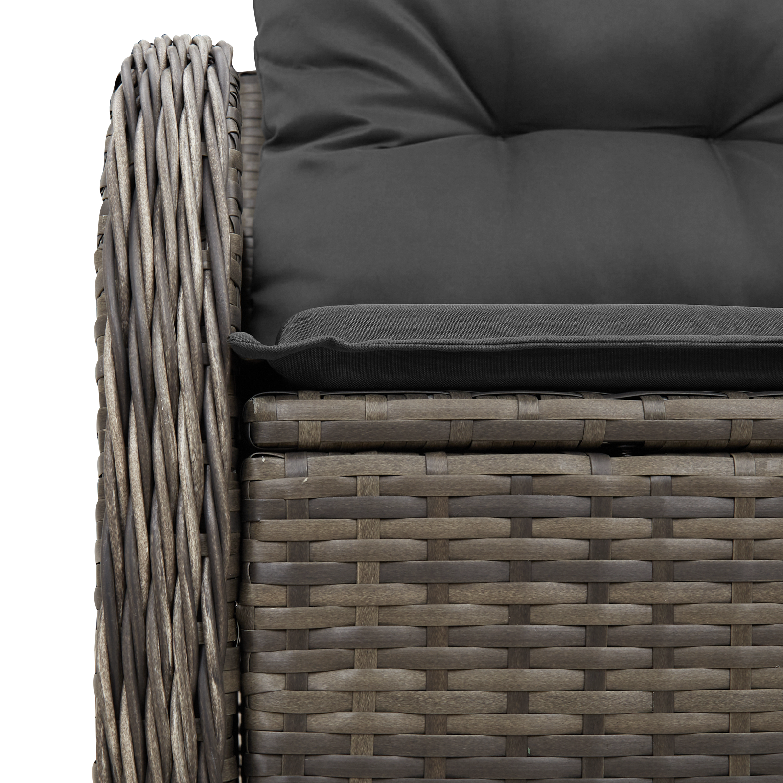 2-Seater Garden Sofa with Cushions Grey Poly Rattan - Image 6