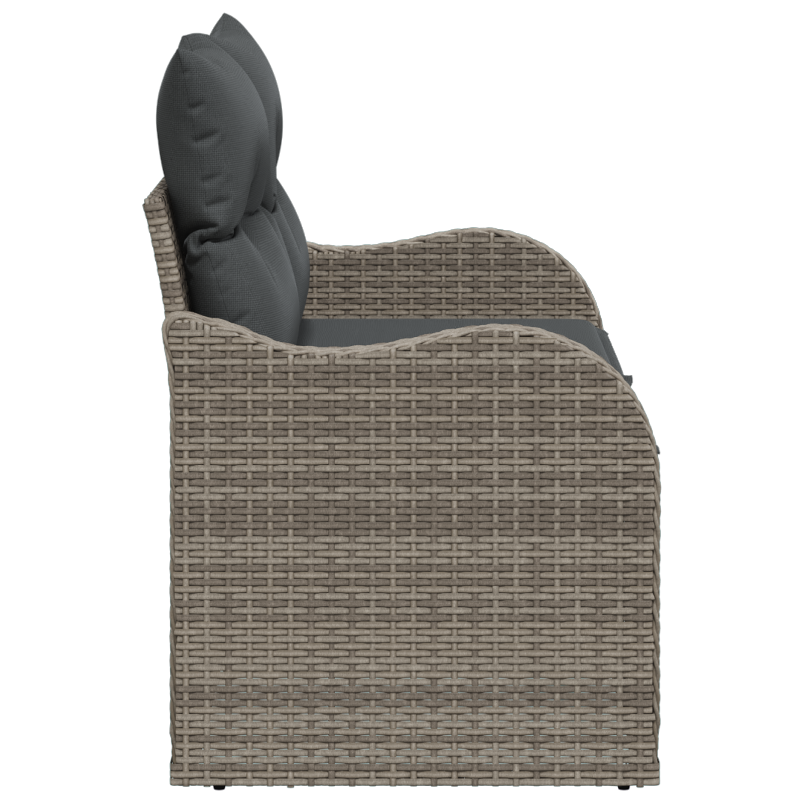 2-Seater Garden Sofa with Cushions Grey Poly Rattan - Image 5
