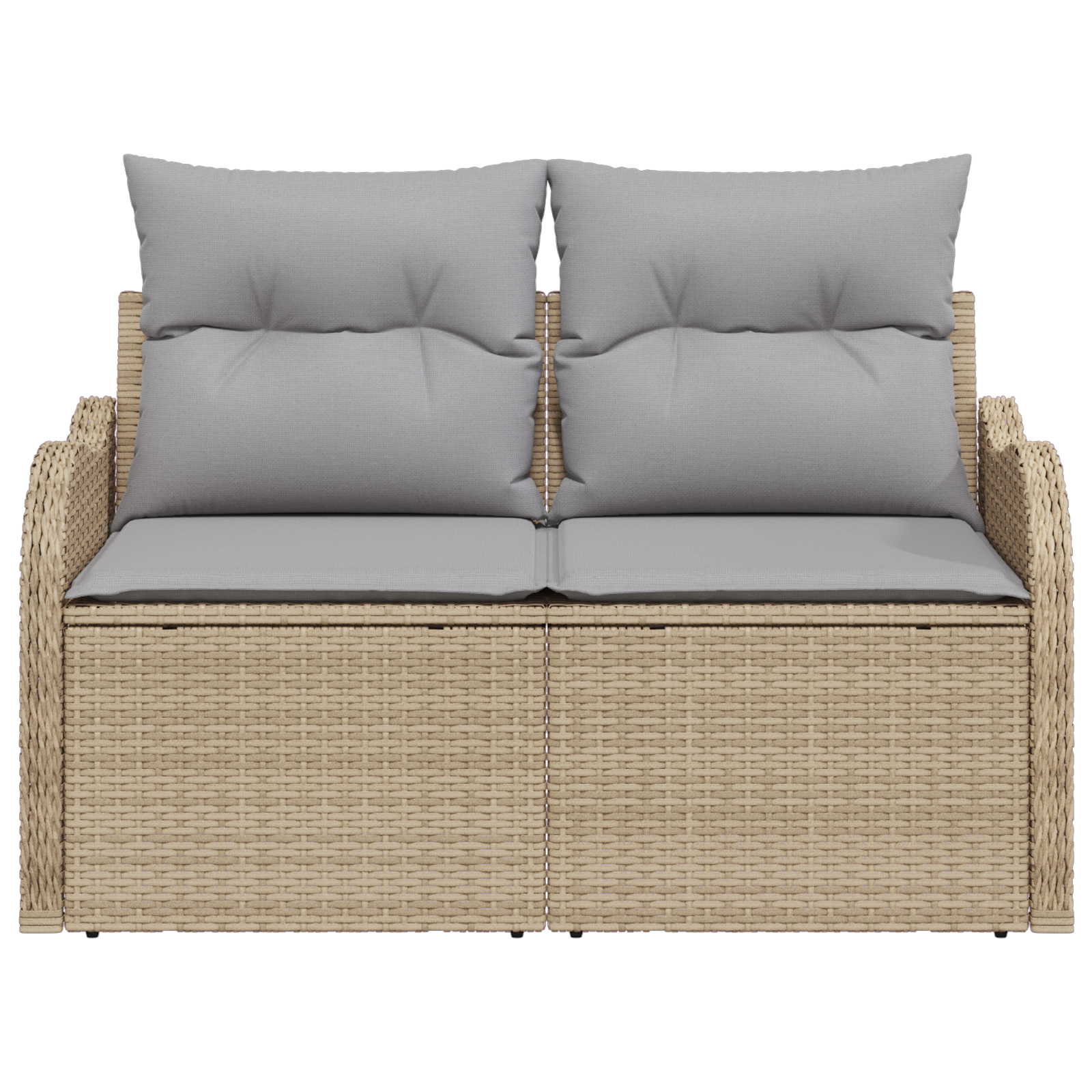 2-Seater Garden Sofa with Cushions Beige Poly Rattan - Image 5