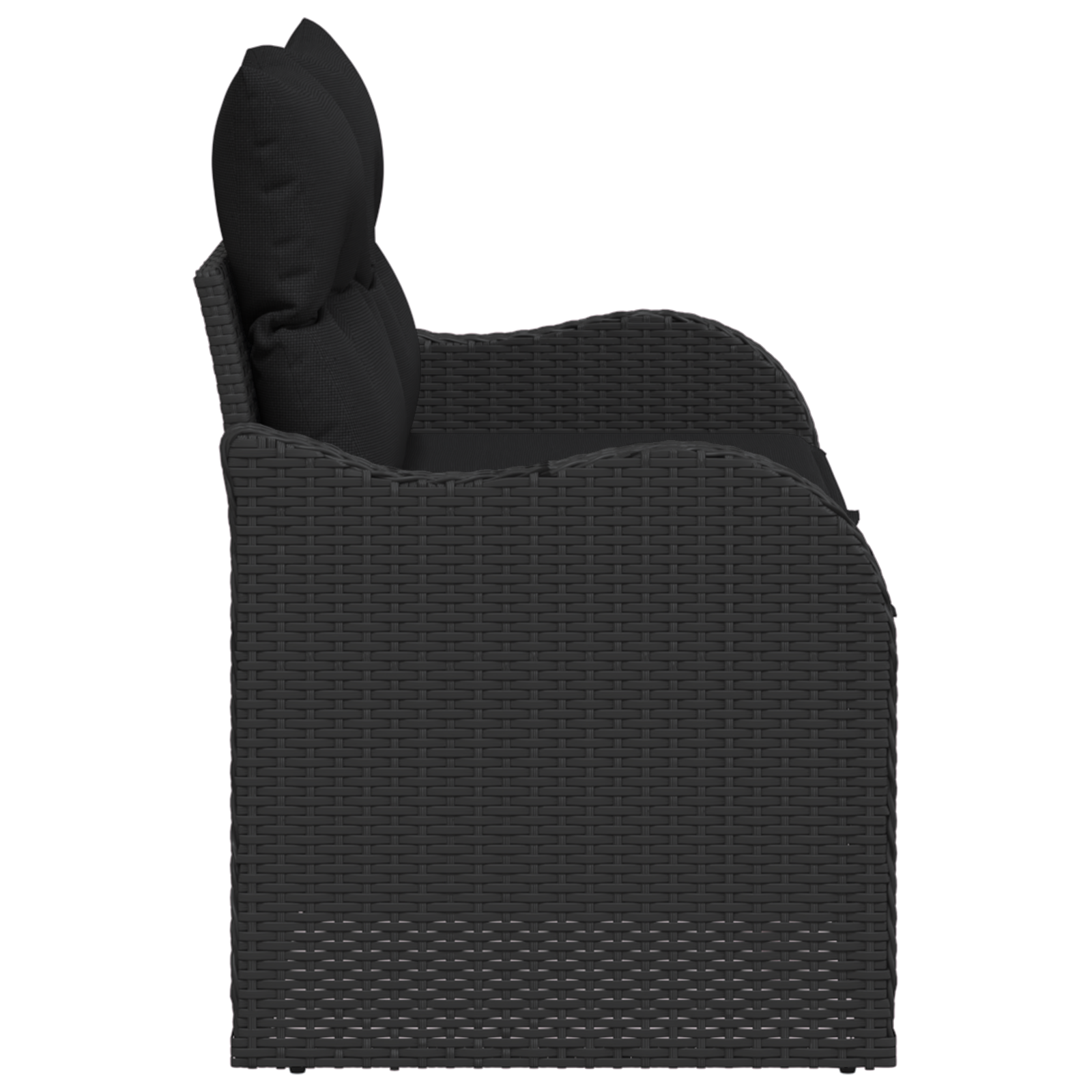 2-Seater Garden Sofa with Cushions Black Poly Rattan - Image 5