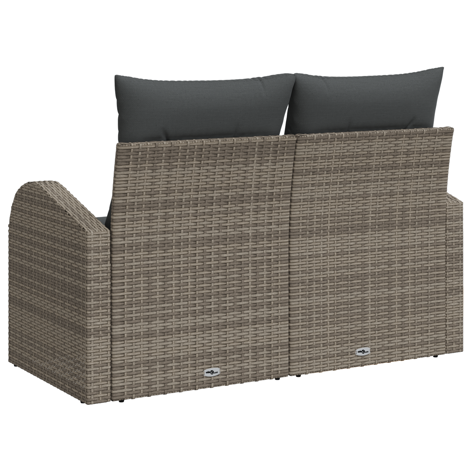 2-Seater Garden Sofa with Cushions Grey Poly Rattan - Image 4