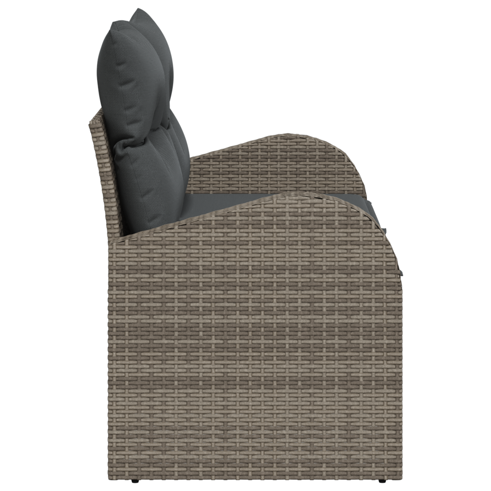 2-Seater Garden Sofa with Cushions Grey Poly Rattan - Image 6