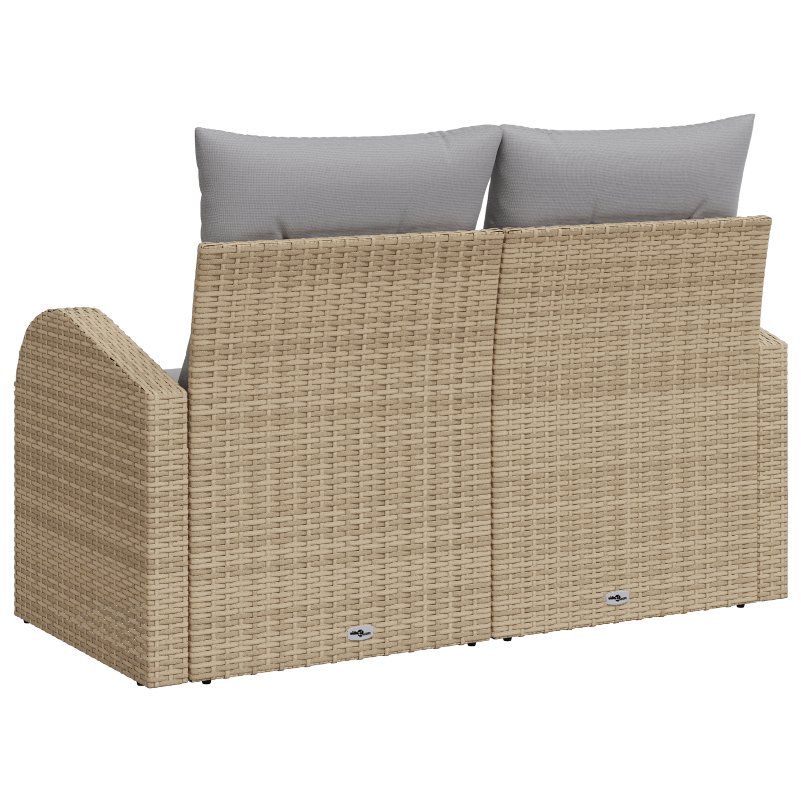 2-Seater Garden Sofa with Cushions Beige Poly Rattan - Image 4