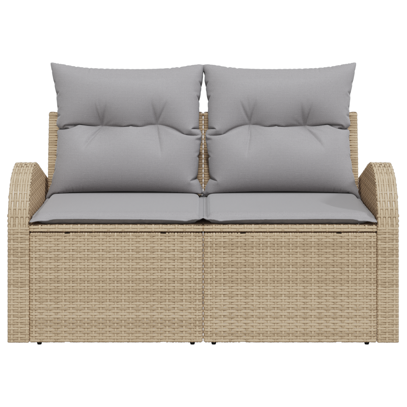 2-Seater Garden Sofa with Cushions Beige Poly Rattan - Image 5
