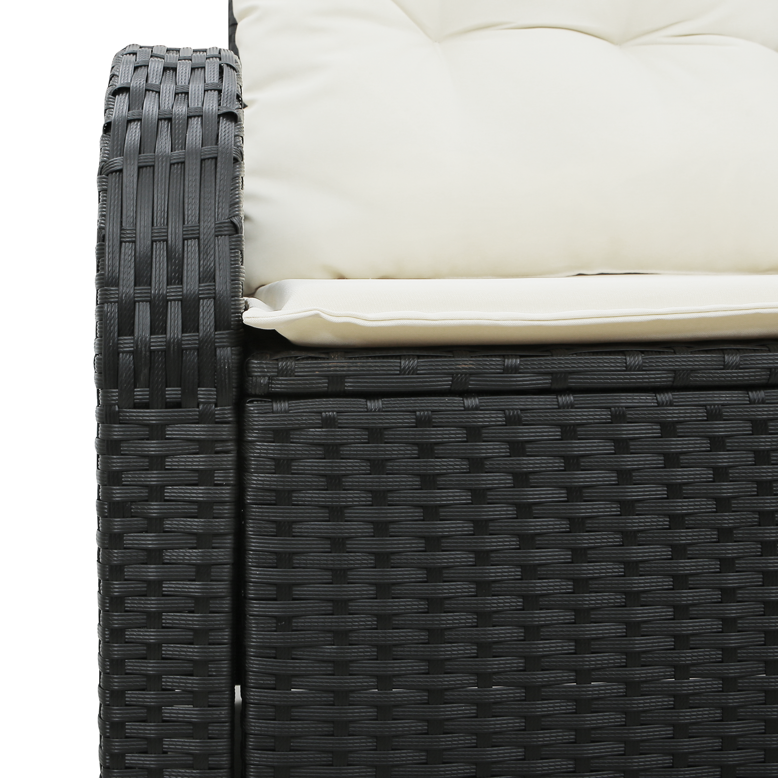 2-Seater Garden Sofa with Storage & Cushions Black Poly Rattan - Image 6