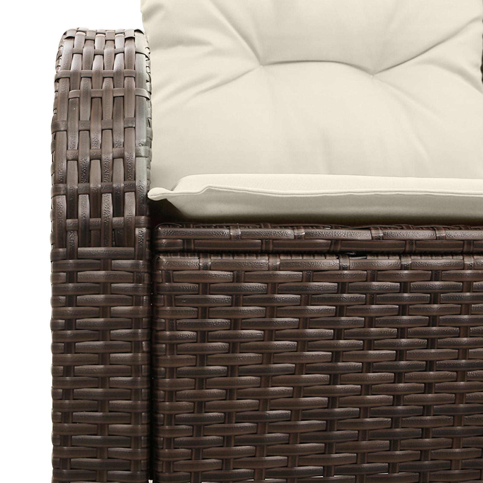 2-Seater Garden Sofa with Storage & Cushions Brown Poly Rattan - Image 6
