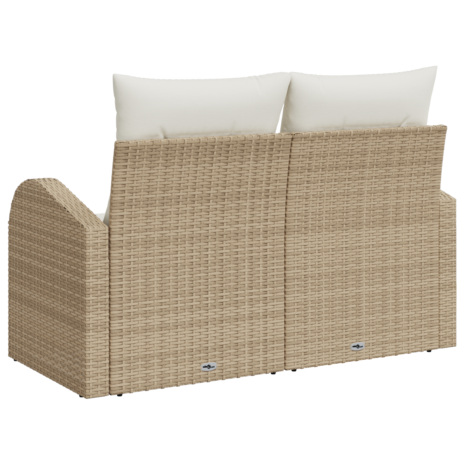 2-Seater Garden Sofa with Storage& Cushions Beige Poly Rattan - Image 2