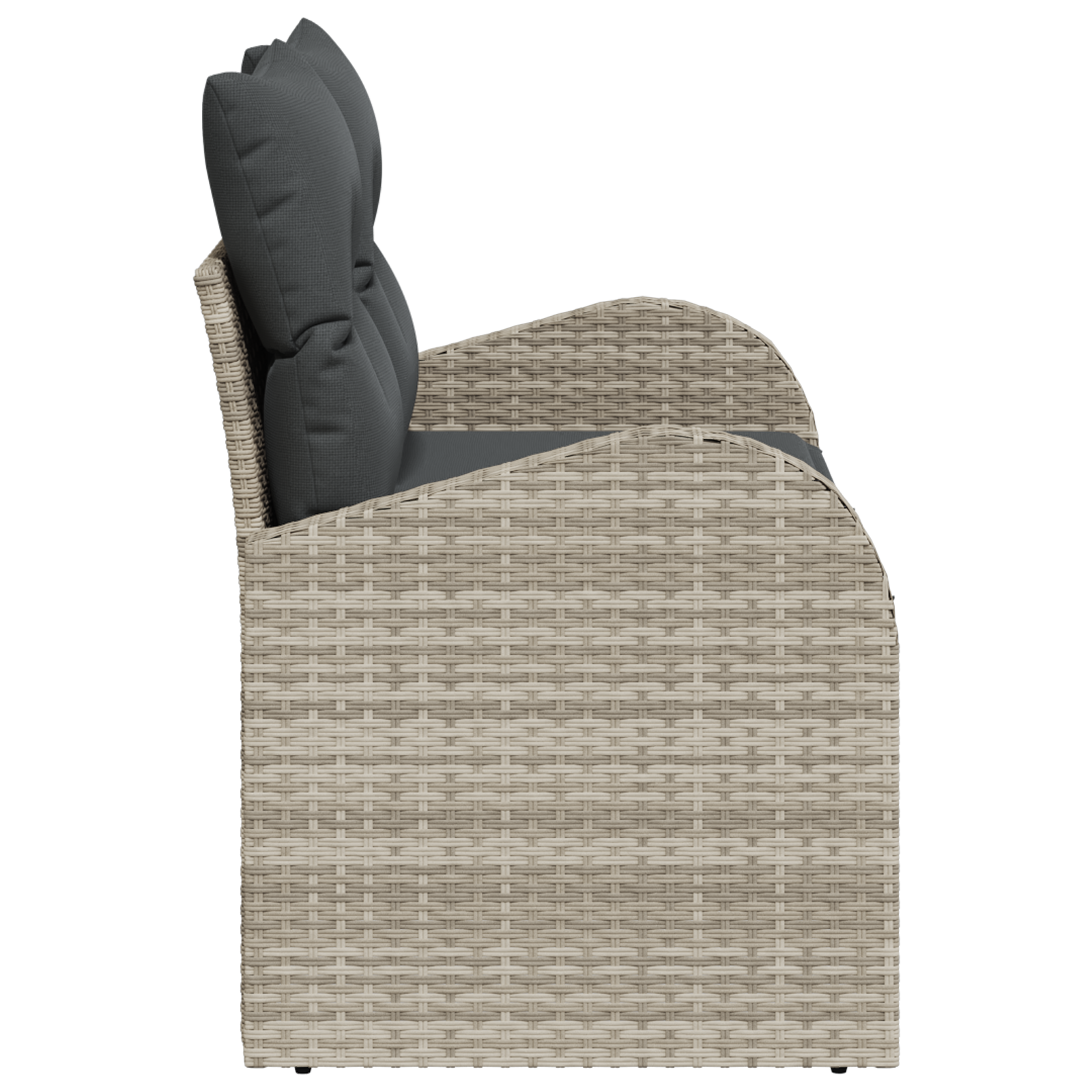 2-Seater Garden Sofa with Storage & Cushions Light Grey Poly Rattan - Image 6