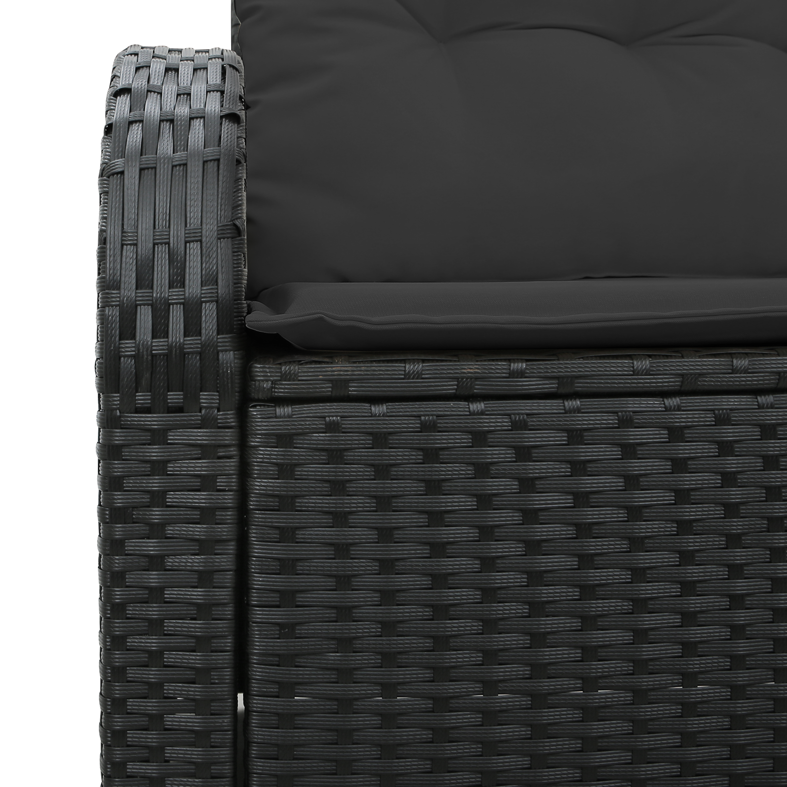 2-Seater Garden Sofa with Storage & Cushions Black Poly Rattan - Image 8