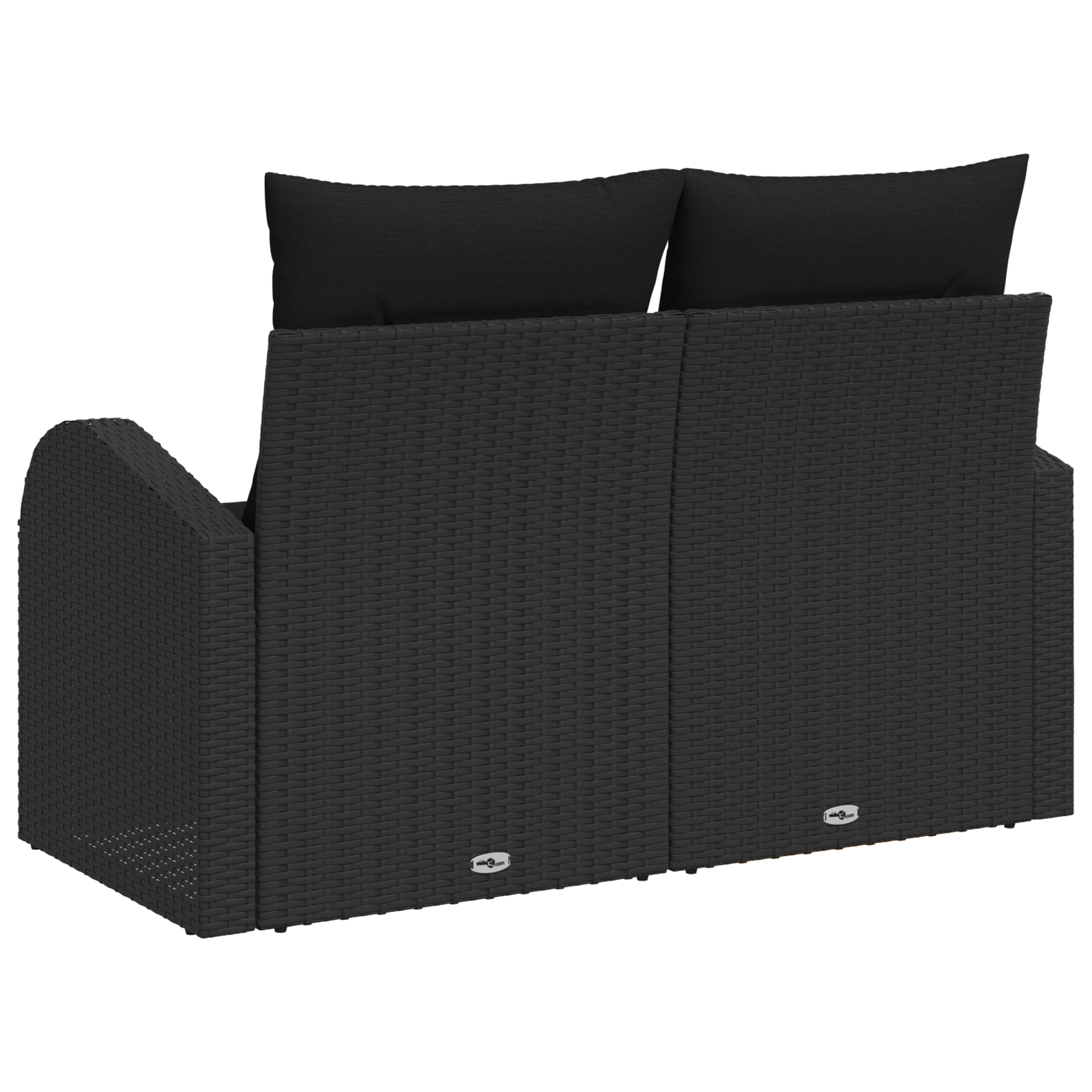 2-Seater Garden Sofa with Storage & Cushions Black Poly Rattan - Image 6