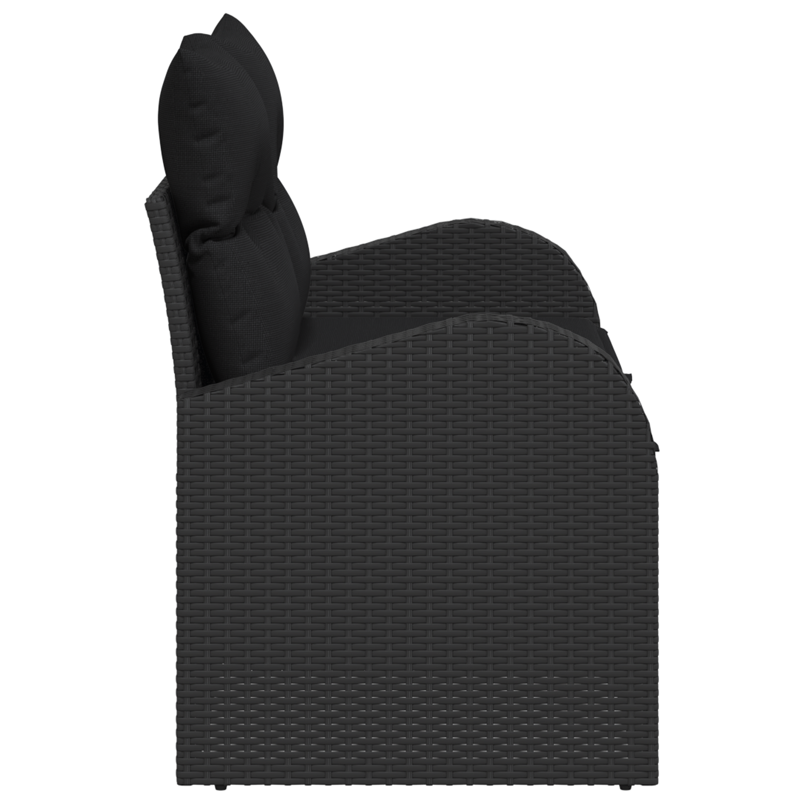 2-Seater Garden Sofa with Storage & Cushions Black Poly Rattan - Image 5